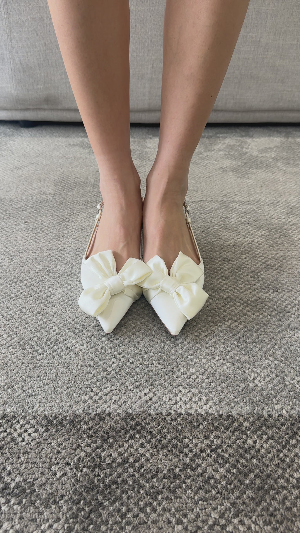 Buy Shoshana - Pointed Toe Kitten Heels with Bow - Ivory online | The White Collection Australia