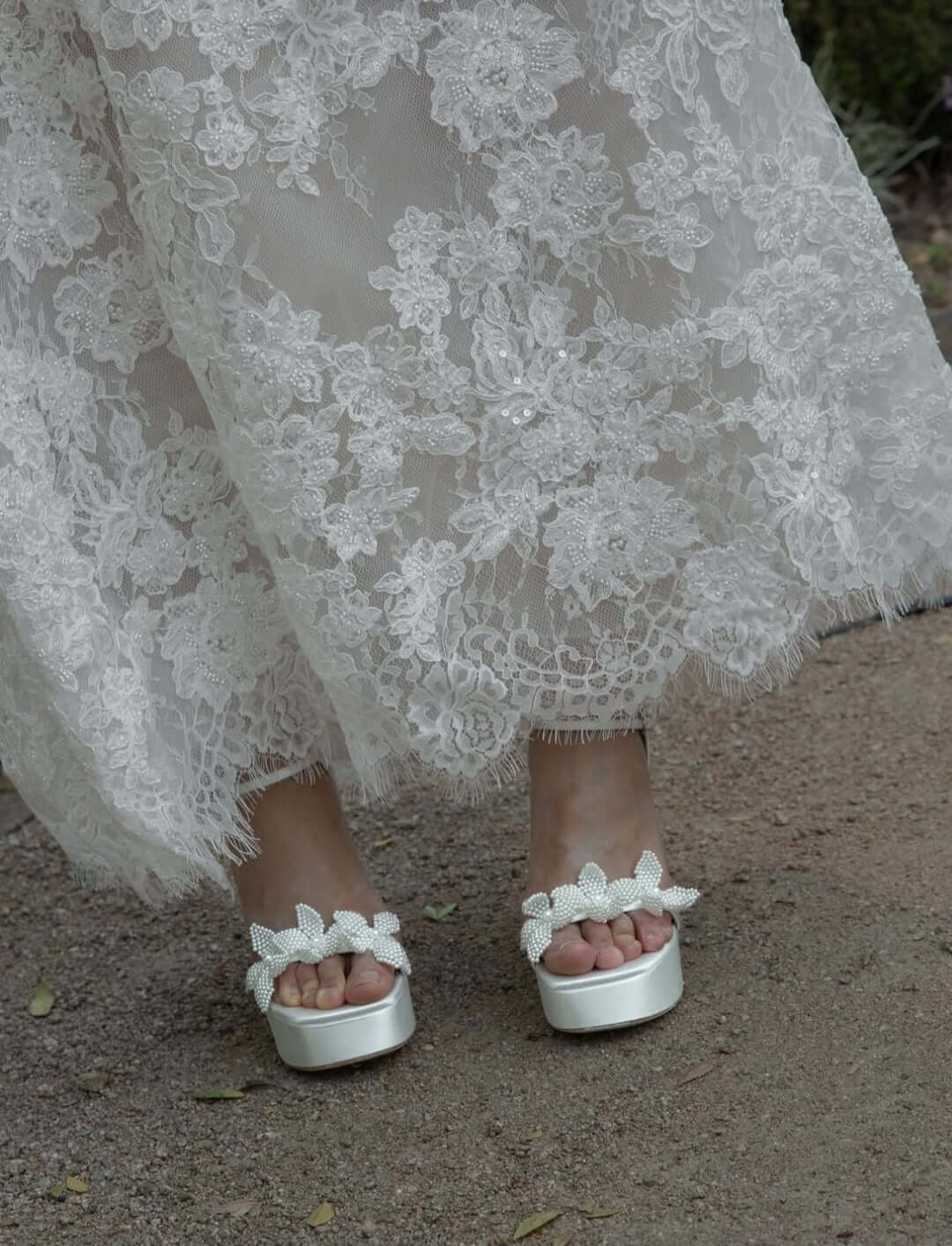 Buy Wicket - Flower Embellished Platform Sandal - Soft White online | The White Collection Australia