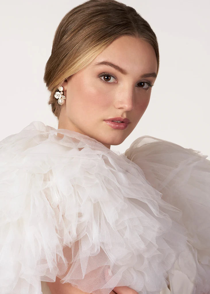 Buy Elizabeth Bower - Trillium Pearl & Crystal Bauble Drop - Gold online | The White Collection Australia
