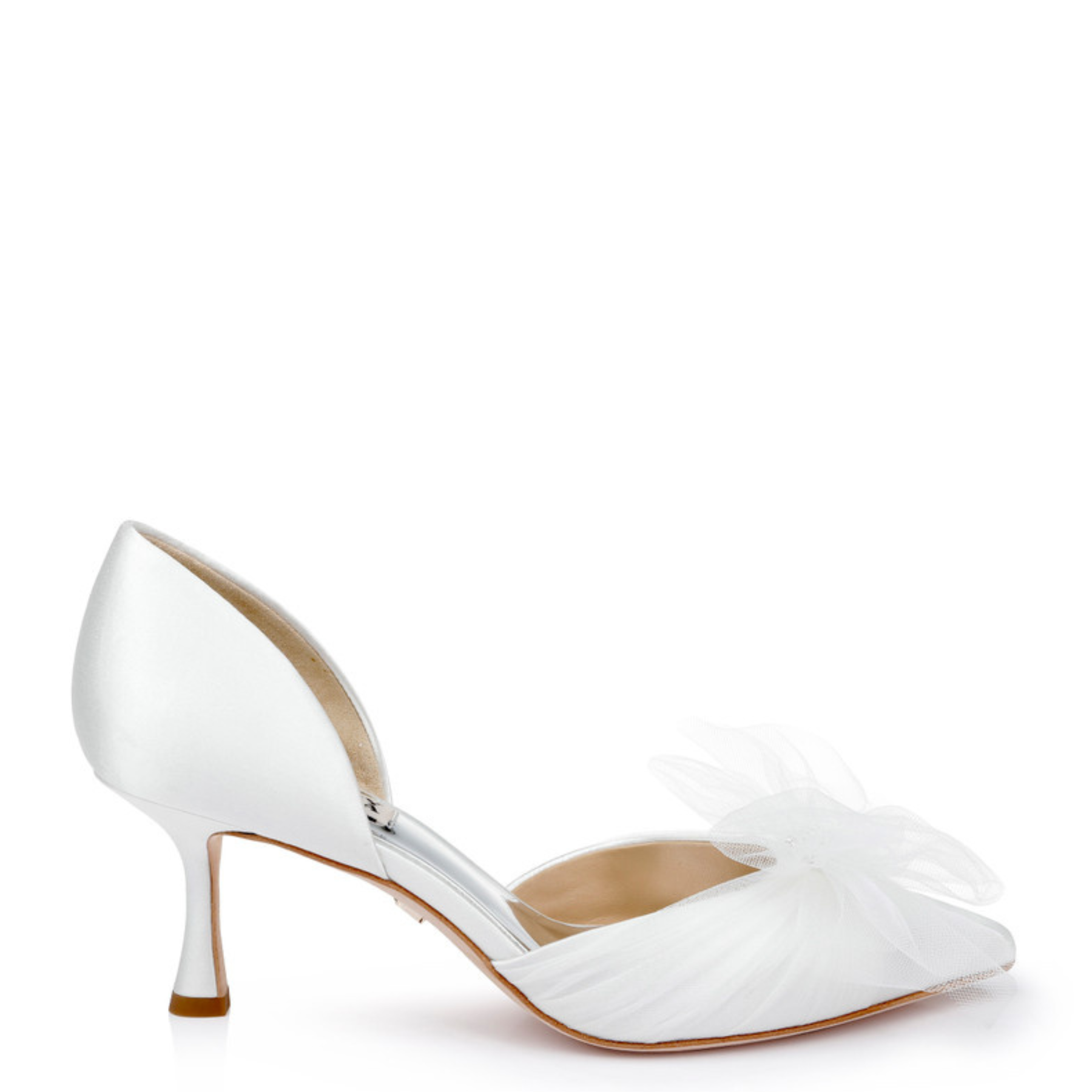 Buy Festive - Pointed Toe Stiletto Bridal Pump With Tulle Bow - White online | The White Collection Australia