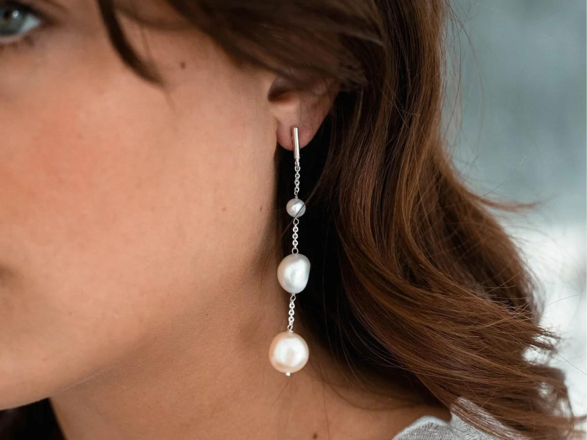 Buy Lola Knight - Alora - Minimal Bridal Pearl Earrings - Silver online | The White Collection Australia