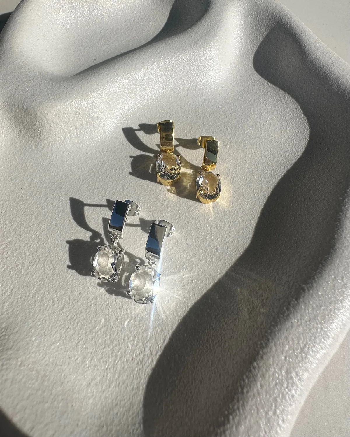 Buy Lola Knight - Ella - Crystal Quartz Earrings - Silver online | The White Collection Australia