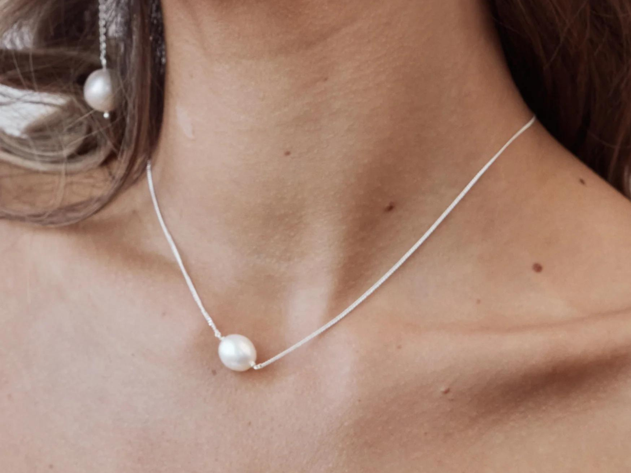 Buy Lola Knight - Clara - Pearl Necklace - Silver online | The White Collection Australia