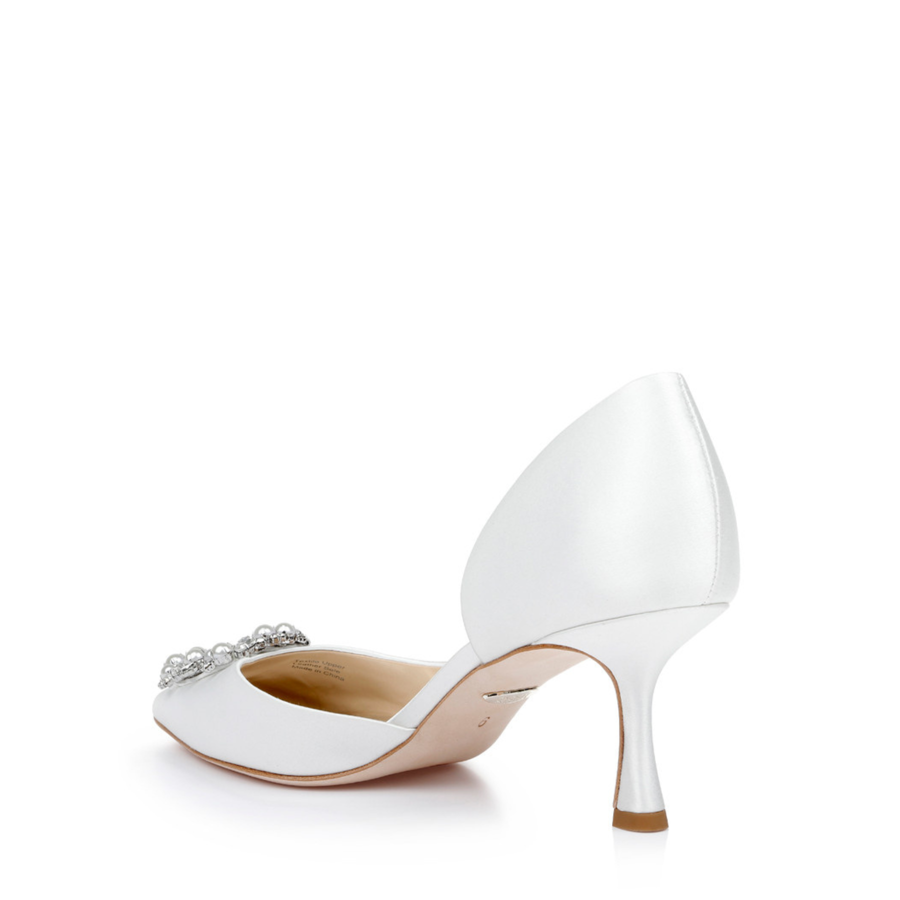 Buy Fabia - D'Orsay Kitten Heel With Pearl & Crystal Buckle - Soft White online | The White Collection Australia
