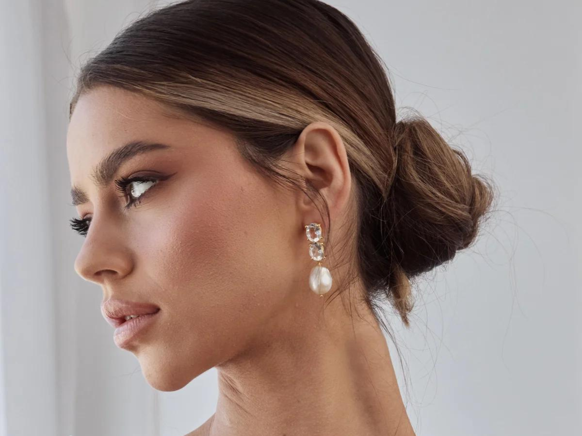 Buy Lola Knight - Ayla - Large Pearl & Crystal Earrings - 18CT Gold online | The White Collection Australia