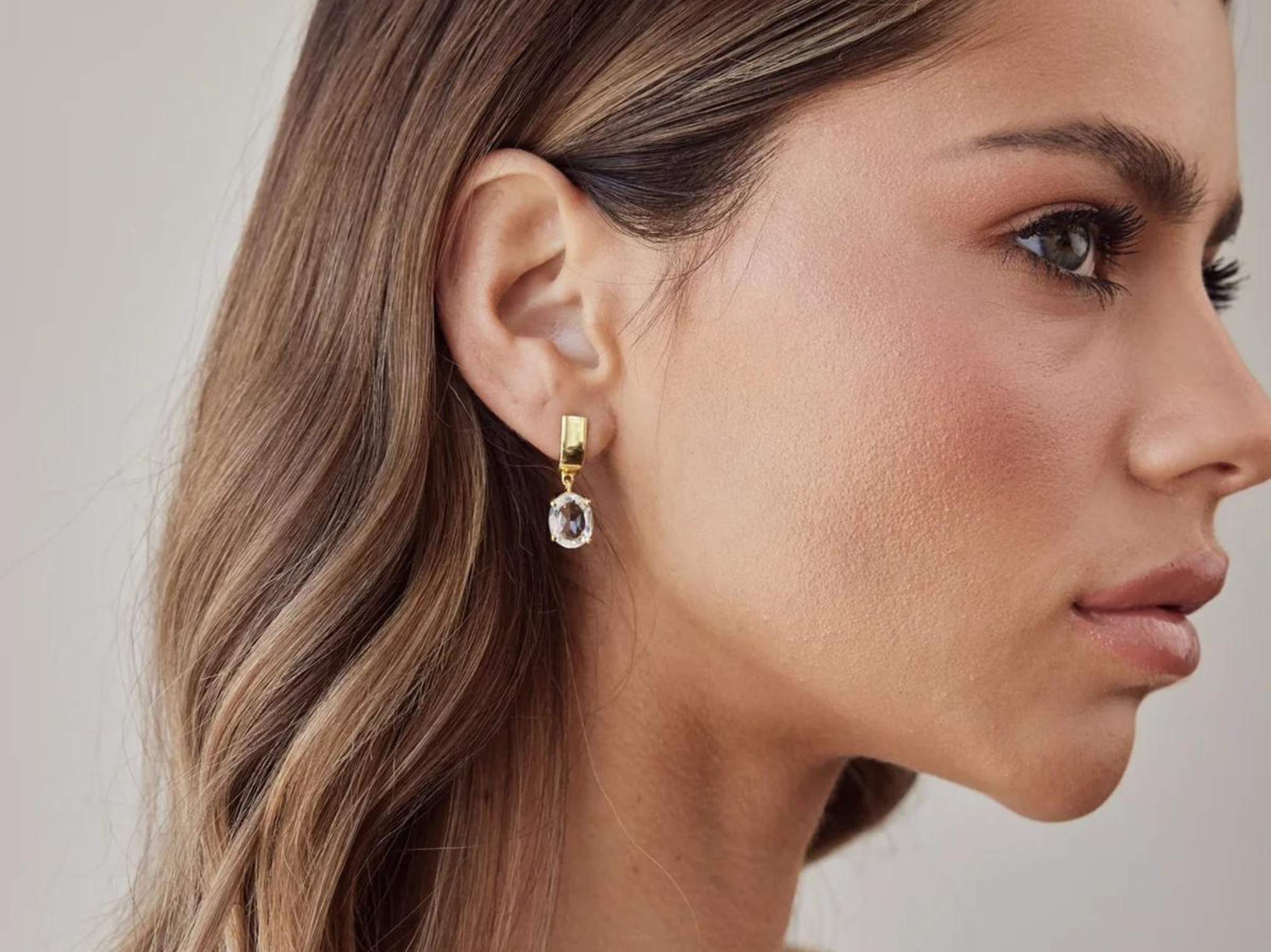 Buy Lola Knight - Ella - Crystal Quartz Earrings - 18CT Gold online | The White Collection Australia