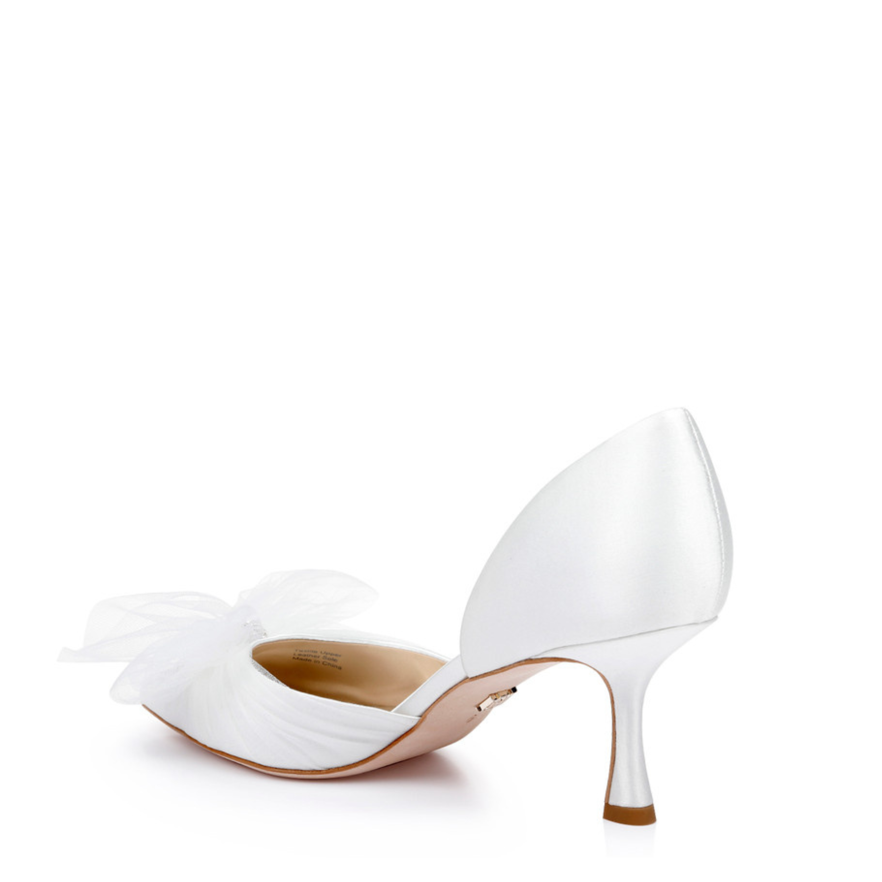 Buy Festive - Pointed Toe Stiletto Bridal Pump With Tulle Bow - White online | The White Collection Australia
