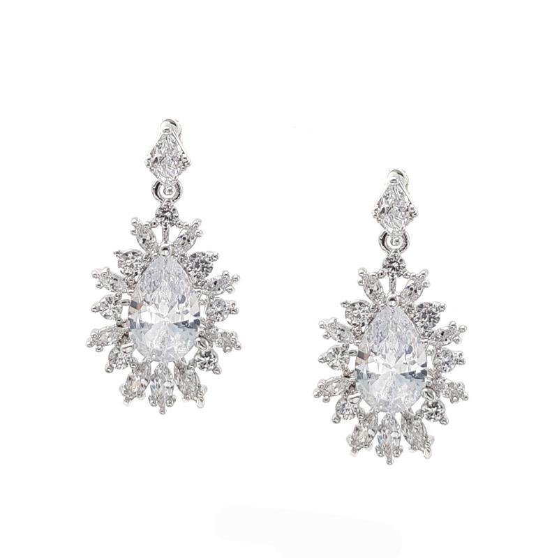 Buy Renee - Intricate Crystal Bridal Drop Earrings online | The White Collection Australia
