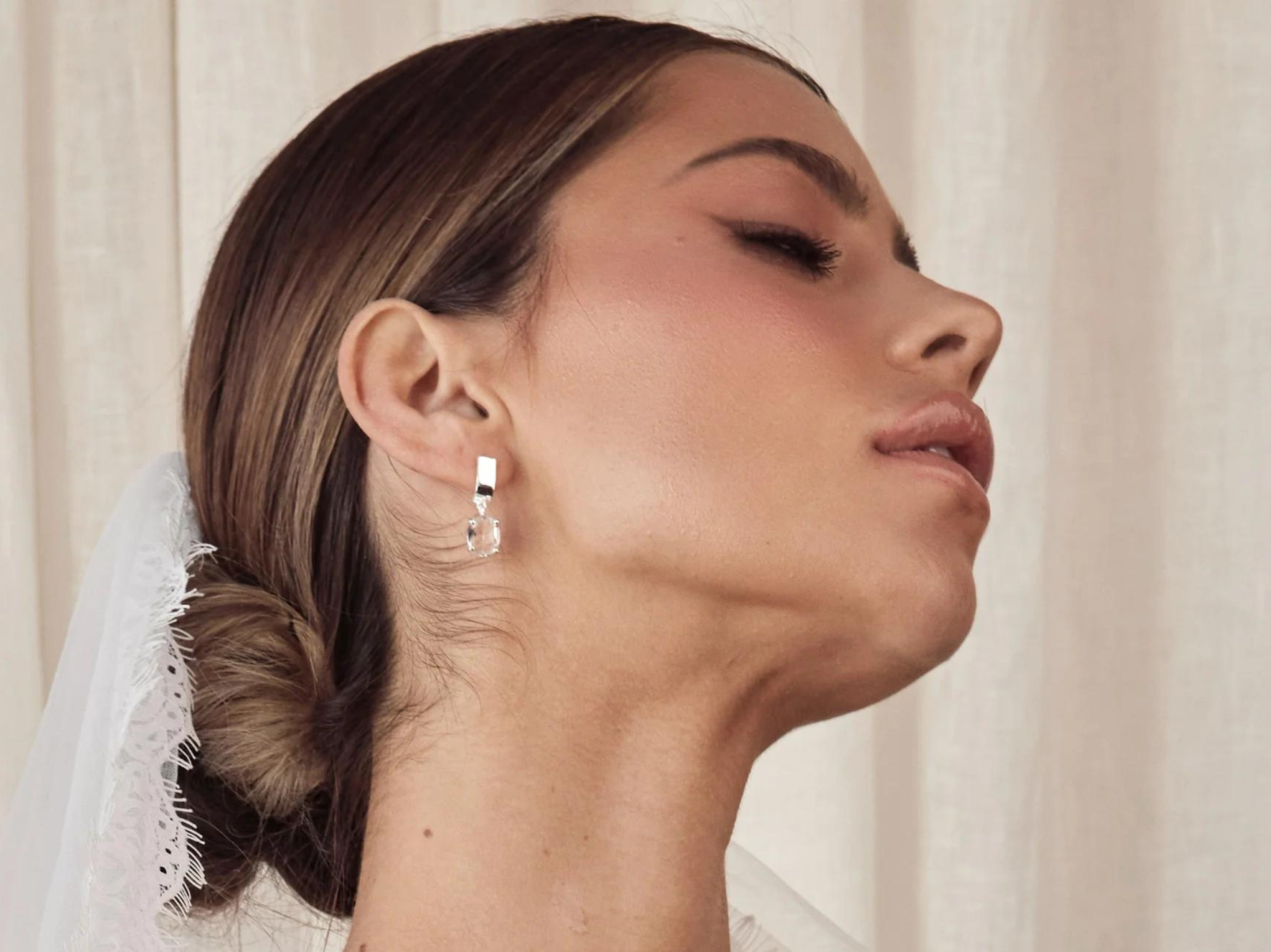 Buy Lola Knight - Ella - Crystal Quartz Earrings - Silver online | The White Collection Australia