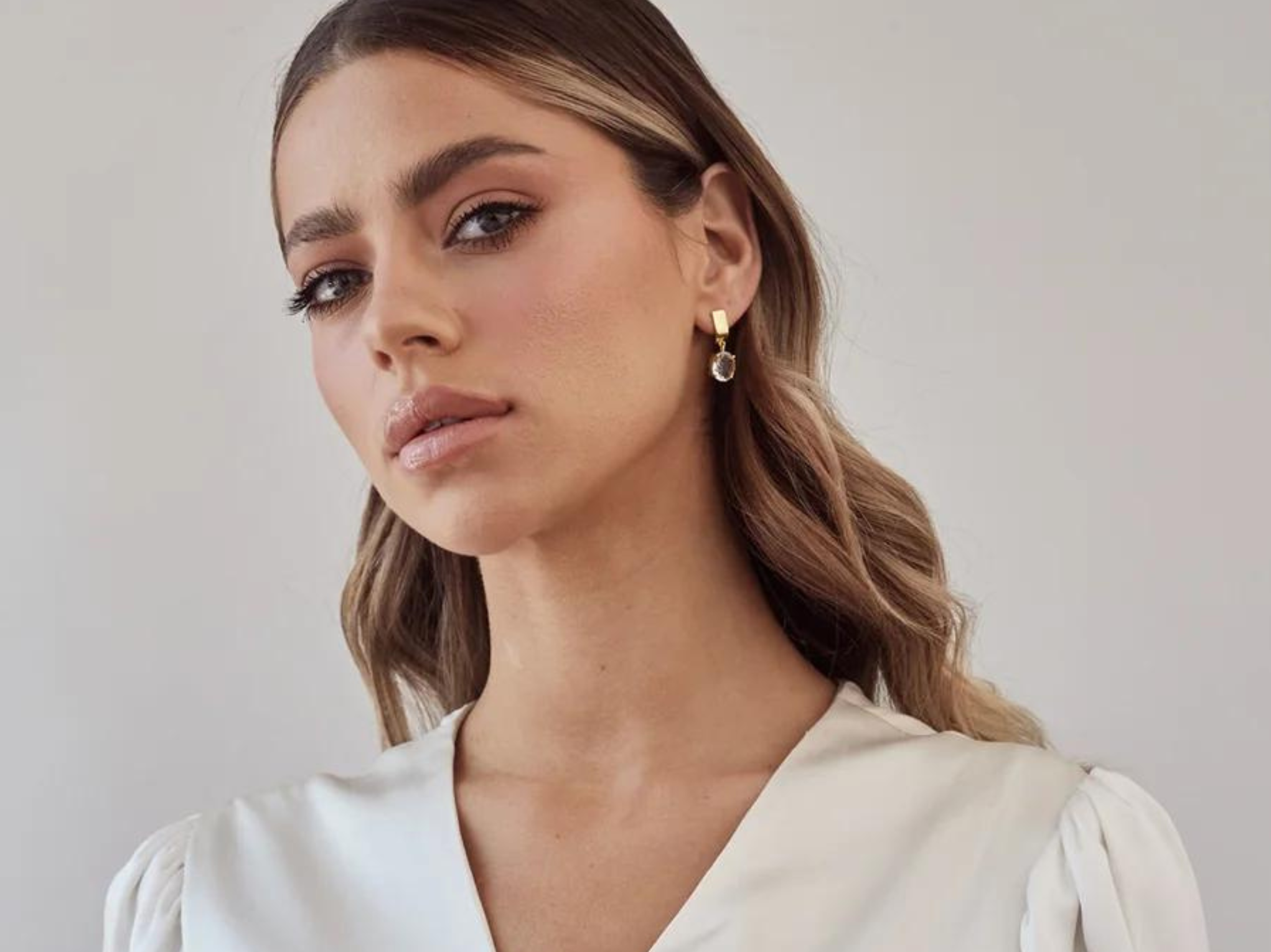 Buy Lola Knight - Ella - Crystal Quartz Earrings - 18CT Gold online | The White Collection Australia