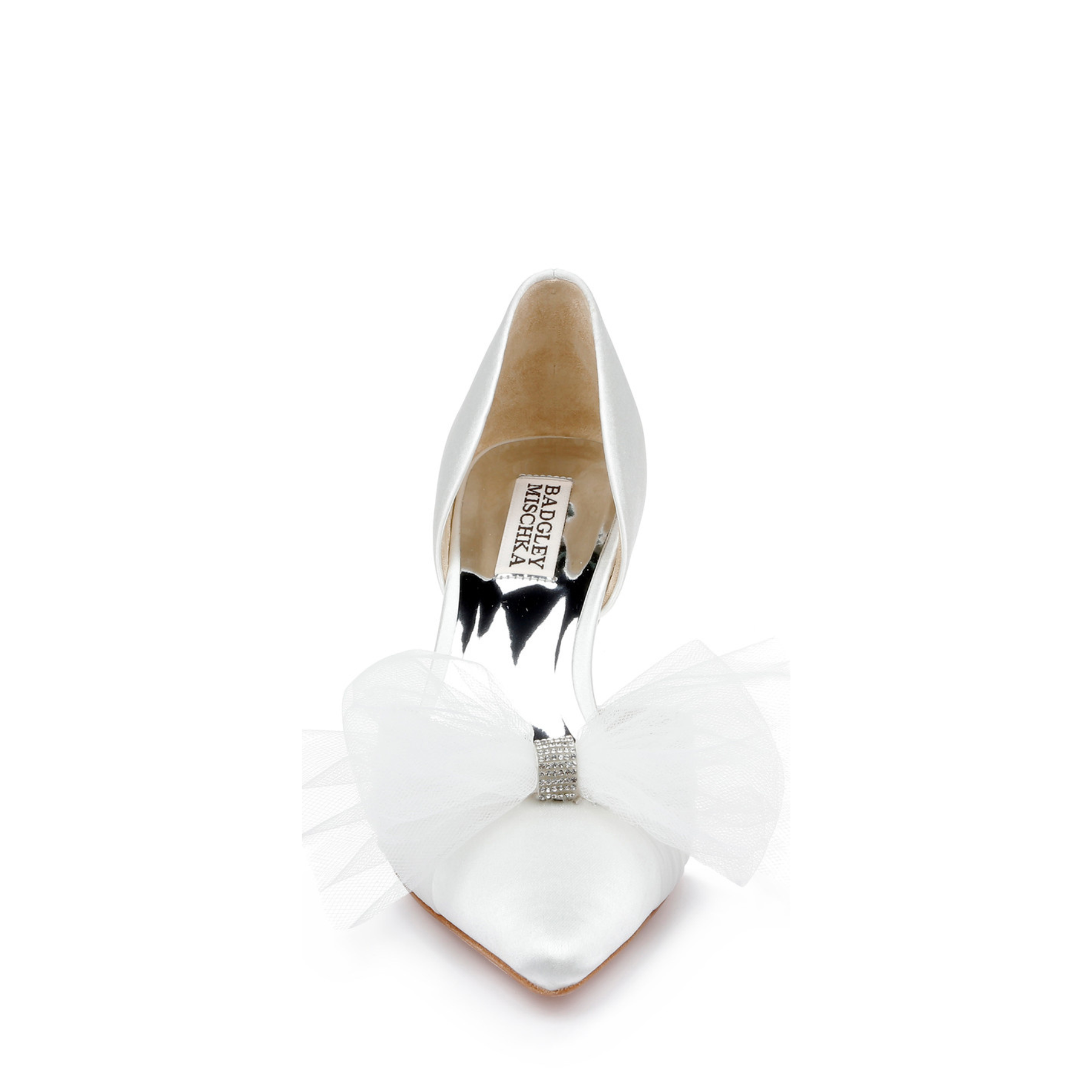 Buy Festive - Pointed Toe Stiletto Bridal Pump With Tulle Bow - White online | The White Collection Australia