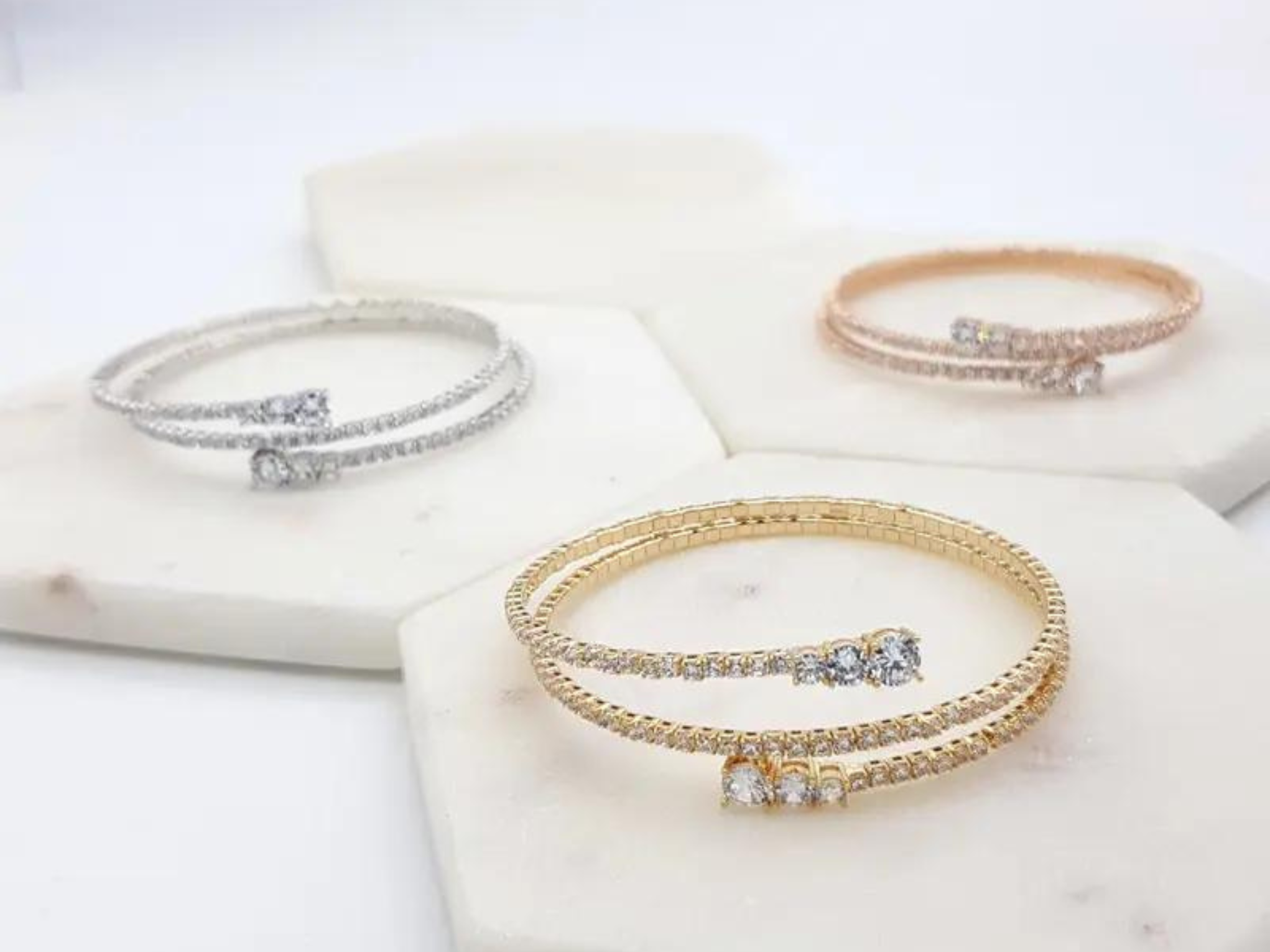 Fiorella - Modern Crystal Bridal Bangle Bracelet
