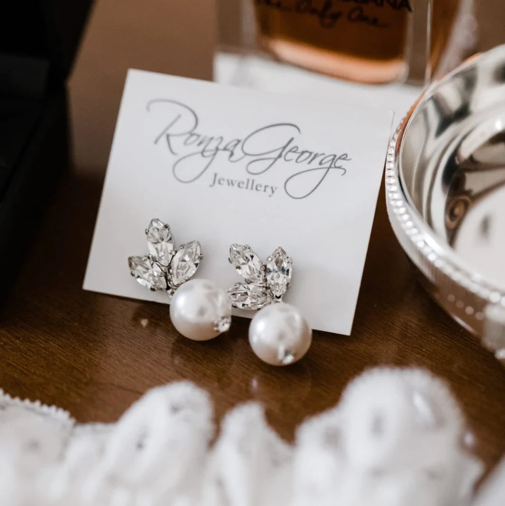 Anastasia Pearl - Crystal Bridal Pearl Drop Earrings