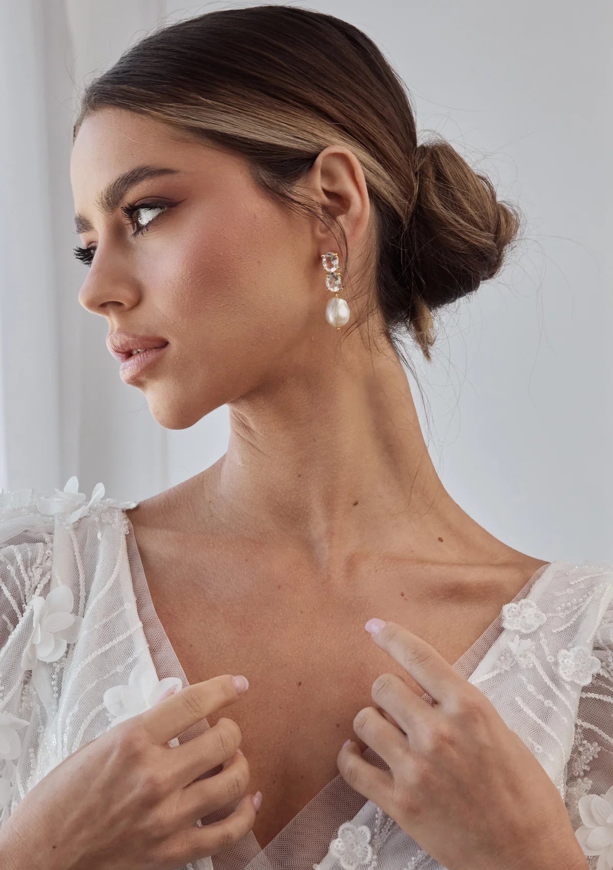 Buy Lola Knight - Ayla - Large Pearl & Crystal Earrings - 18CT Gold online | The White Collection Australia