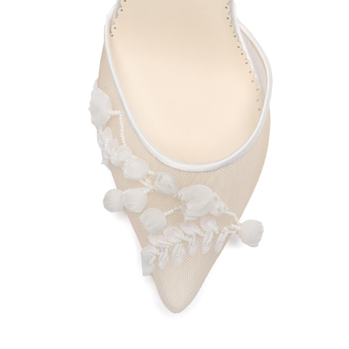 Buy Libby - Ivory Nude Lace Floral Embroidered Bridal Heel online | The White Collection Australia