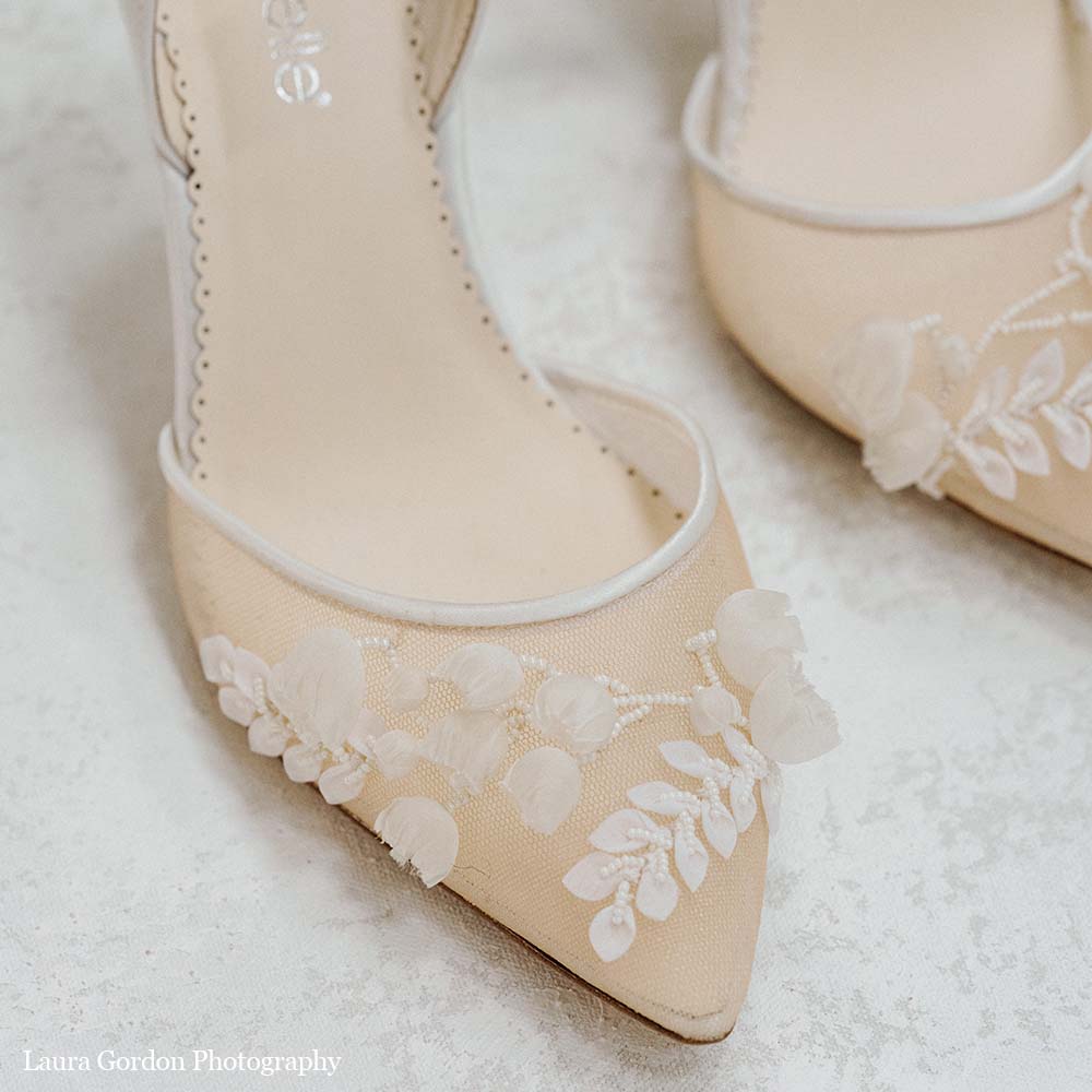Buy Libby - Ivory Nude Lace Floral Embroidered Bridal Heel online | The White Collection Australia