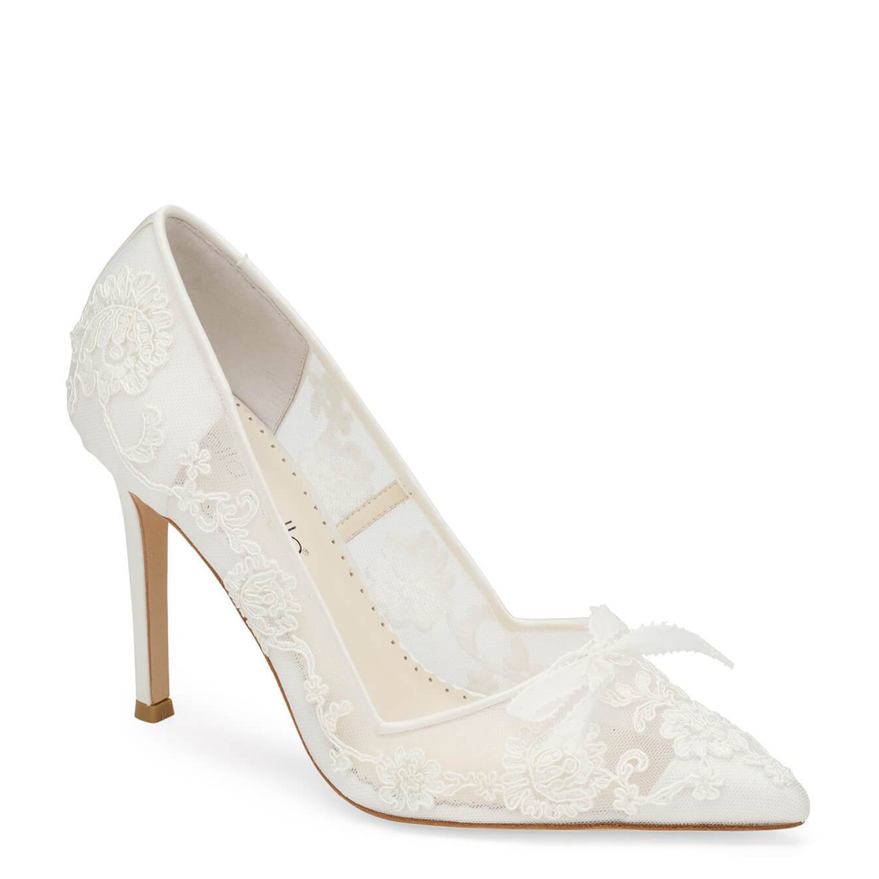 Sophia - White Flower Wedding Shoes Lace Heels