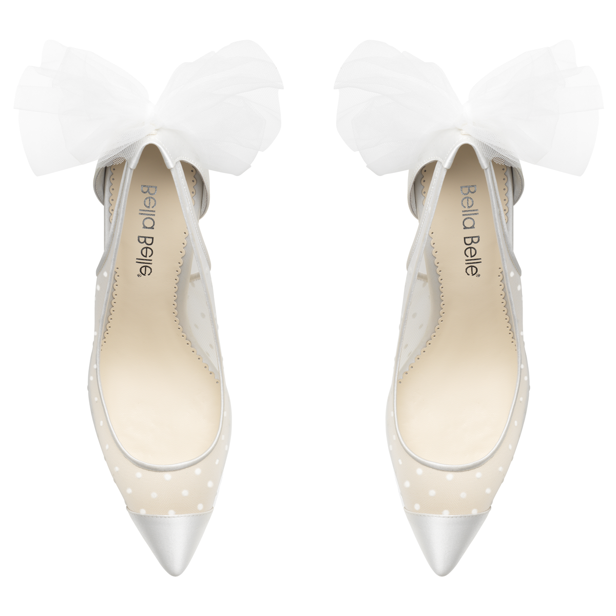 Matilda - Polka Dot Ivory Pump With Tulle Bow