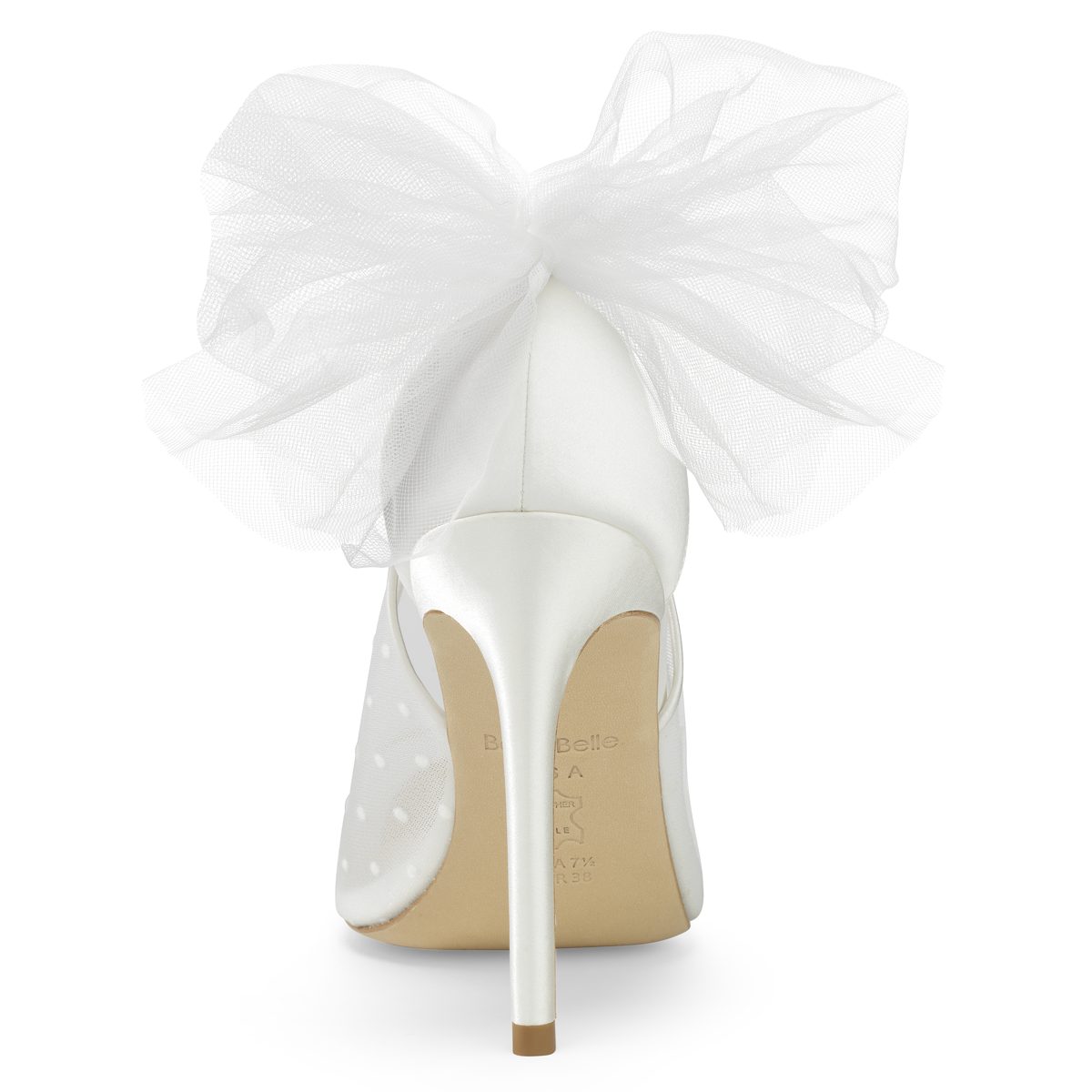 Matilda - Polka Dot Ivory Pump With Tulle Bow