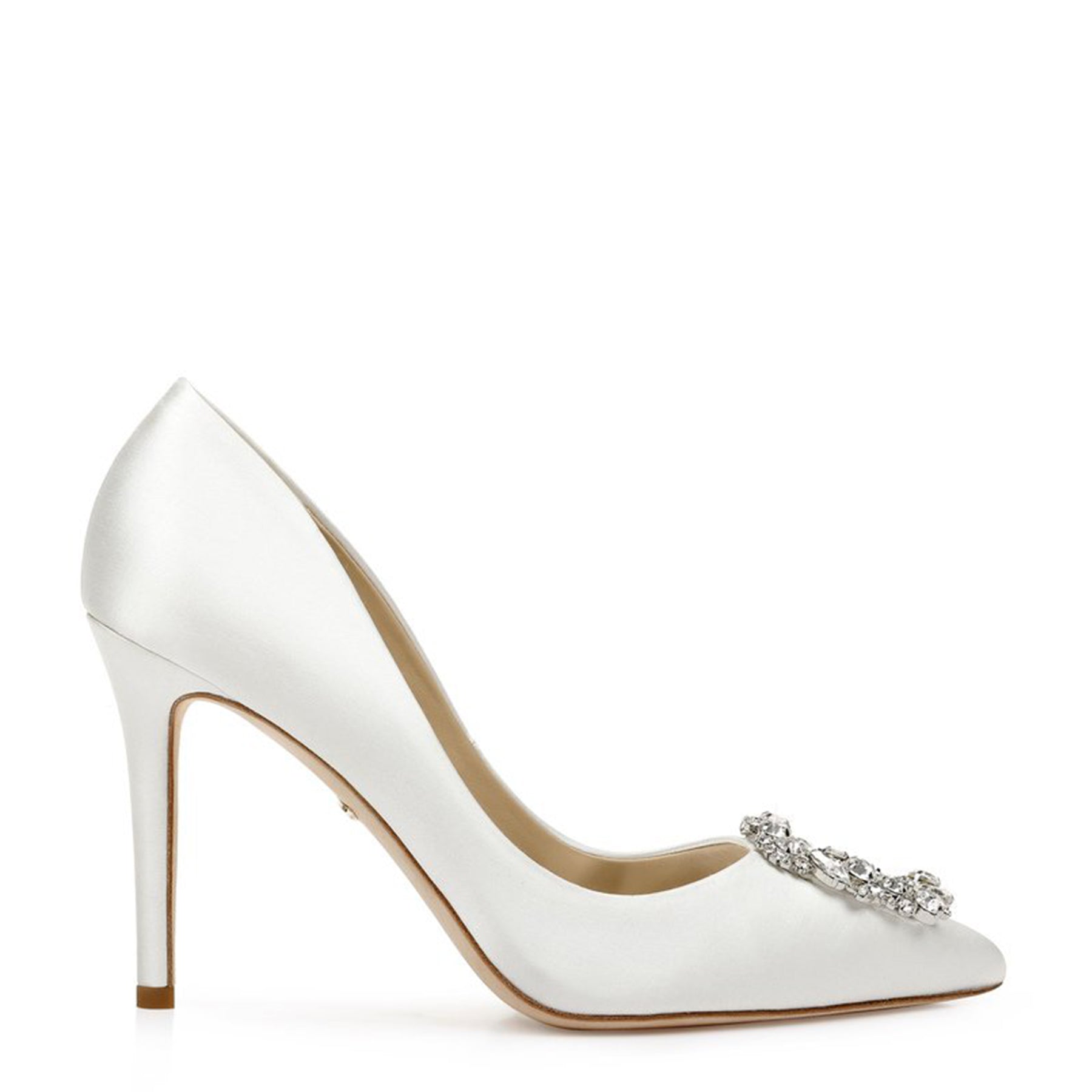 Cher - Crystal Buckle High Heel Stiletto Pump - White