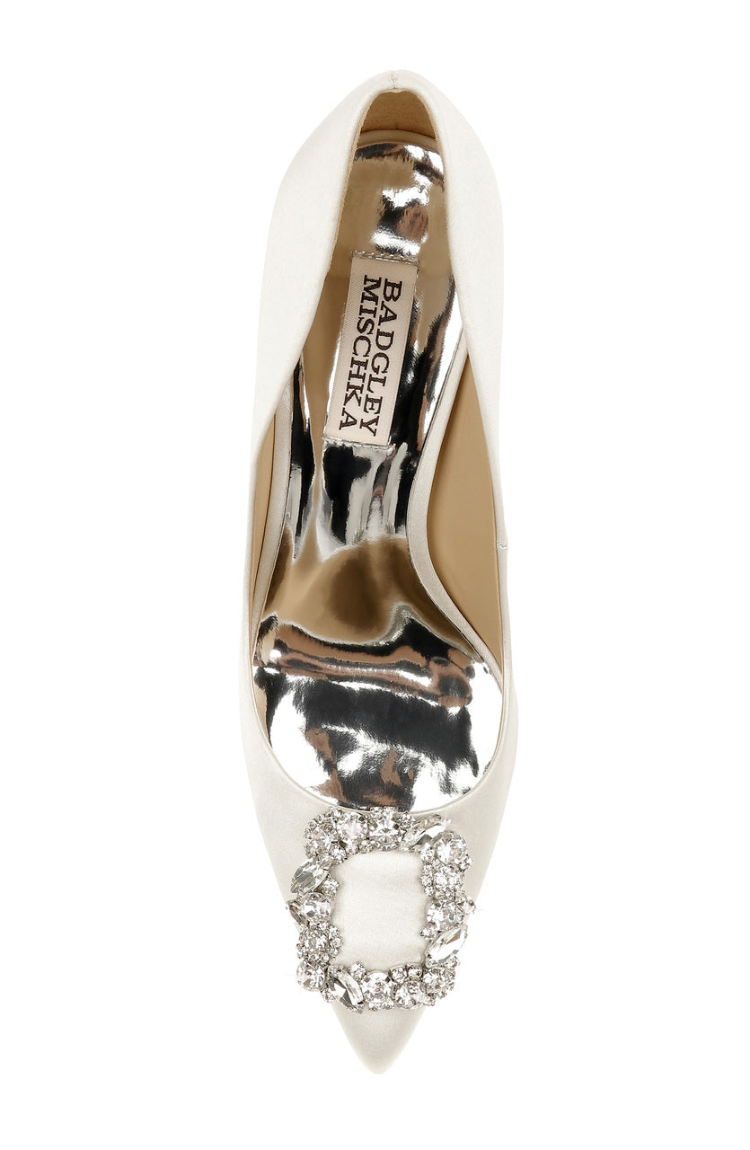 Cher - Crystal Buckle High Heel Stiletto Pump - White