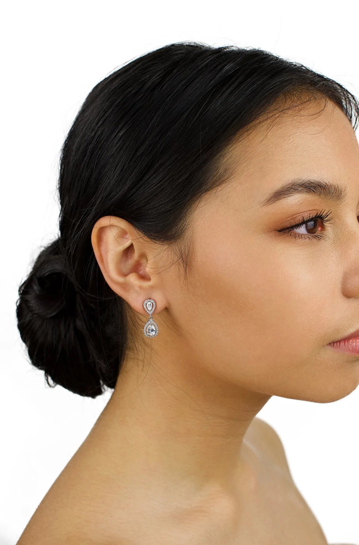 Buy Grace - Modern Crystal Teardrop Bridal Earrings online | The White Collection Australia
