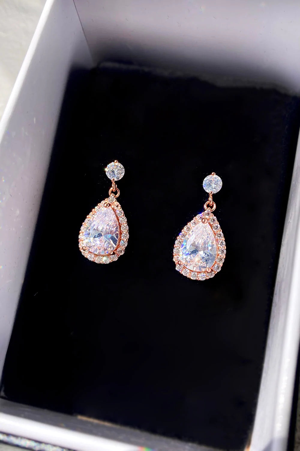 Buy Estelle - Dainty Crystal Bridal Drop Earrings online | The White Collection Australia