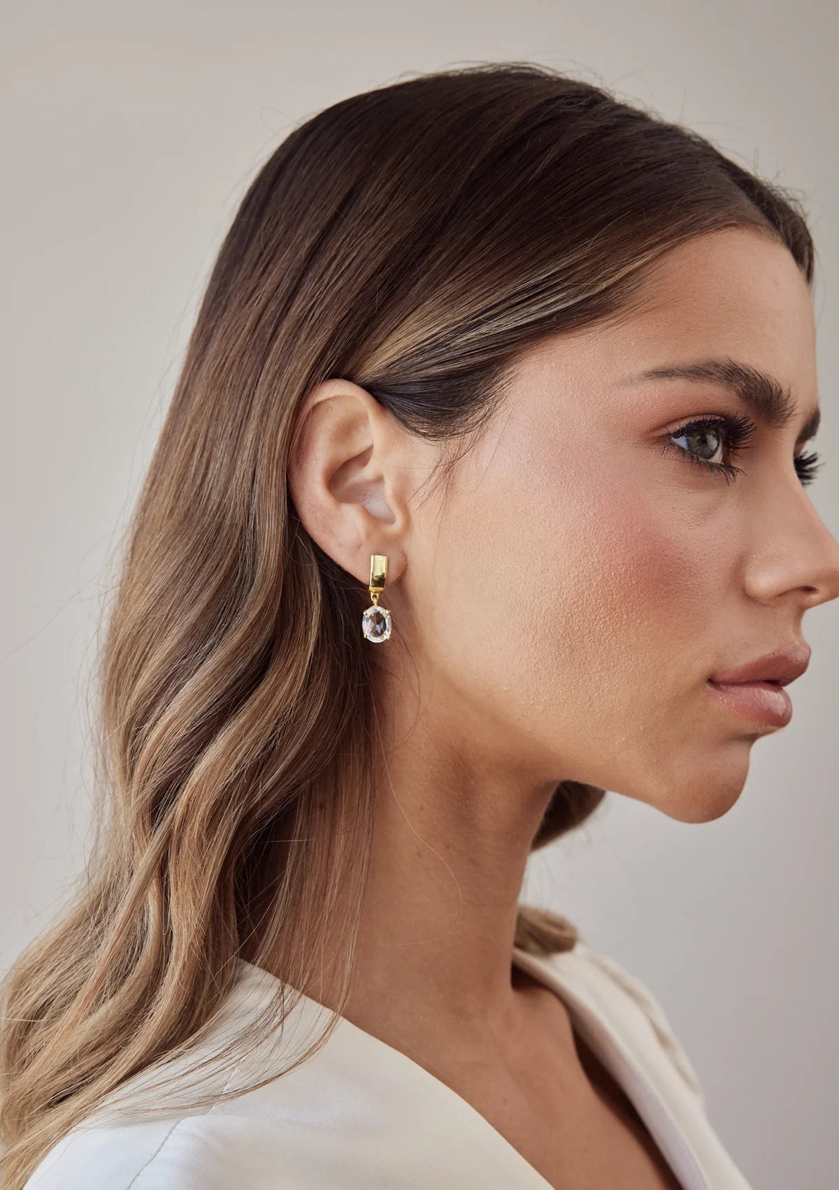 Buy Lola Knight - Ella - Crystal Quartz Earrings - 18CT Gold online | The White Collection Australia
