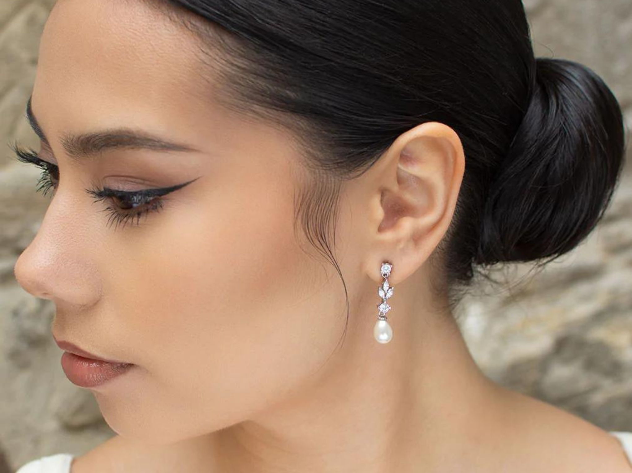 Buy Hazel - Delicate Pearl Drop Bridal Earrings online | The White Collection Australia