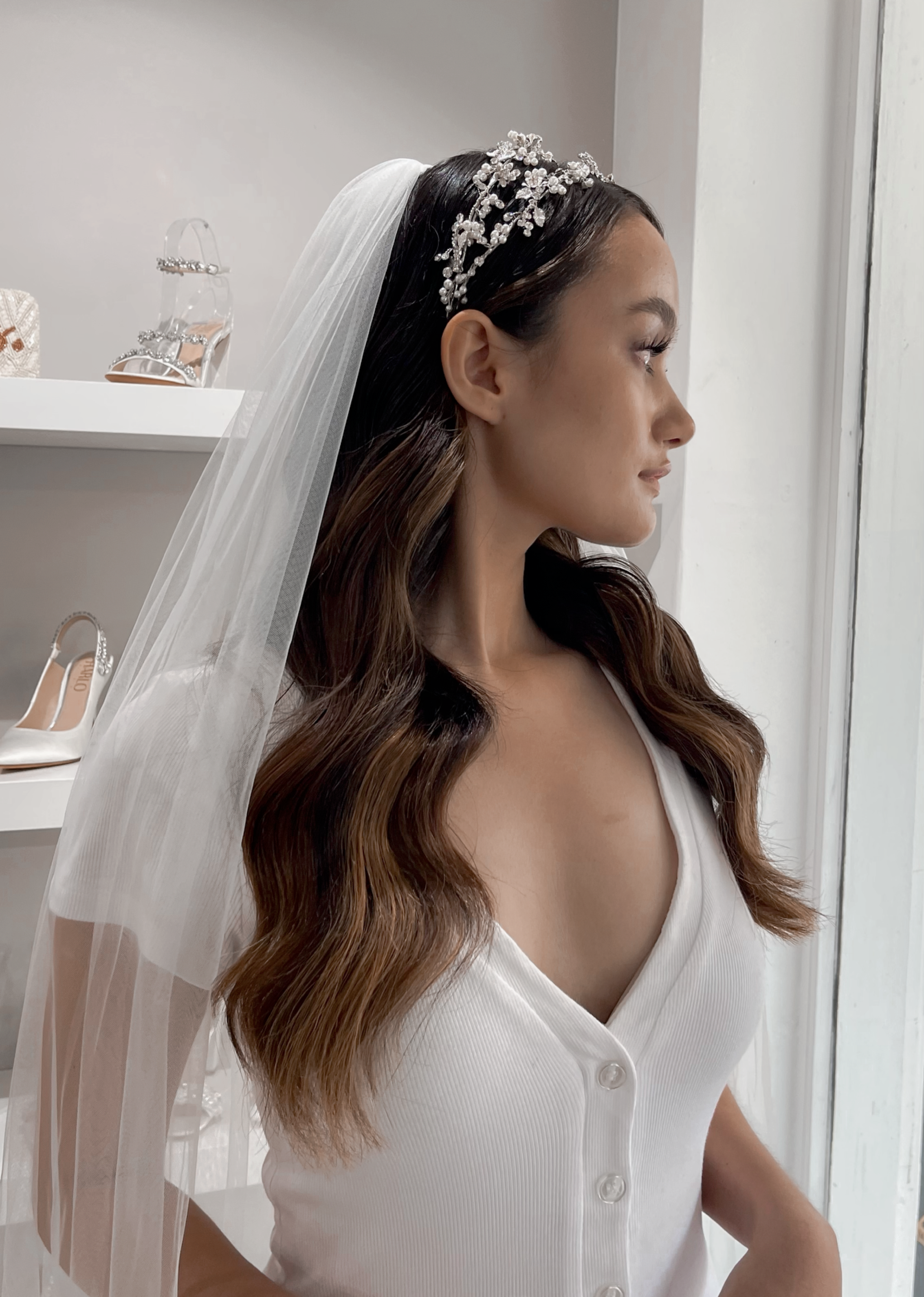 Buy Arlo - Floral Crystal & Pearl Bridal Double Headband online | The White Collection Australia