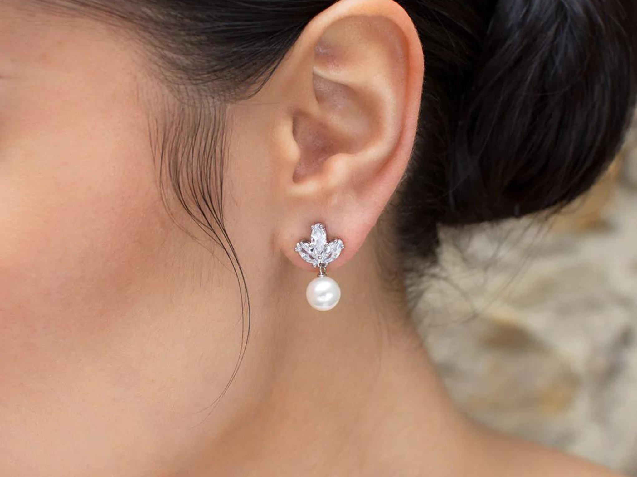 Buy Lola - Pretty Pearl Drop Bridal Earrings online | The White Collection Australia