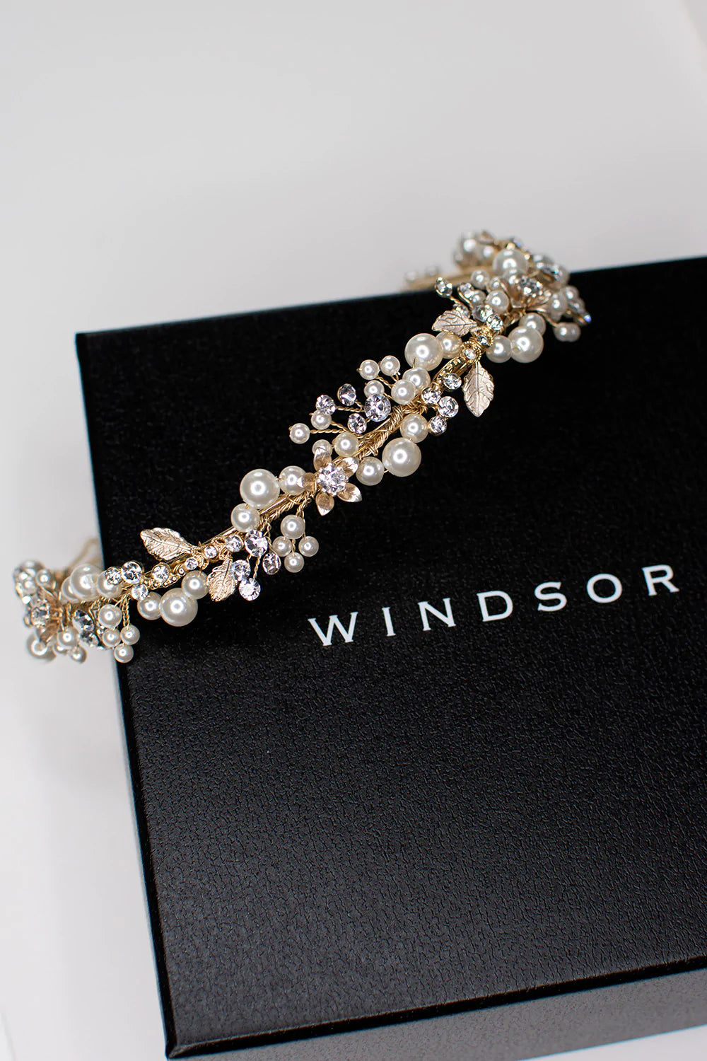 Buy Amelia - Pearl Crystal Delicate Floral Bridal Headband online | The White Collection Australia
