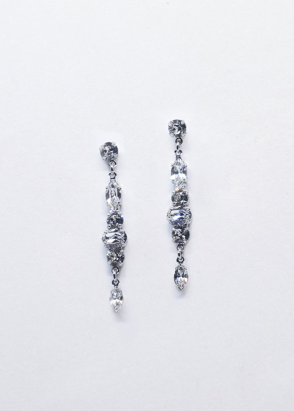 Nina - Swarovski Long Bridal Drop Earrings