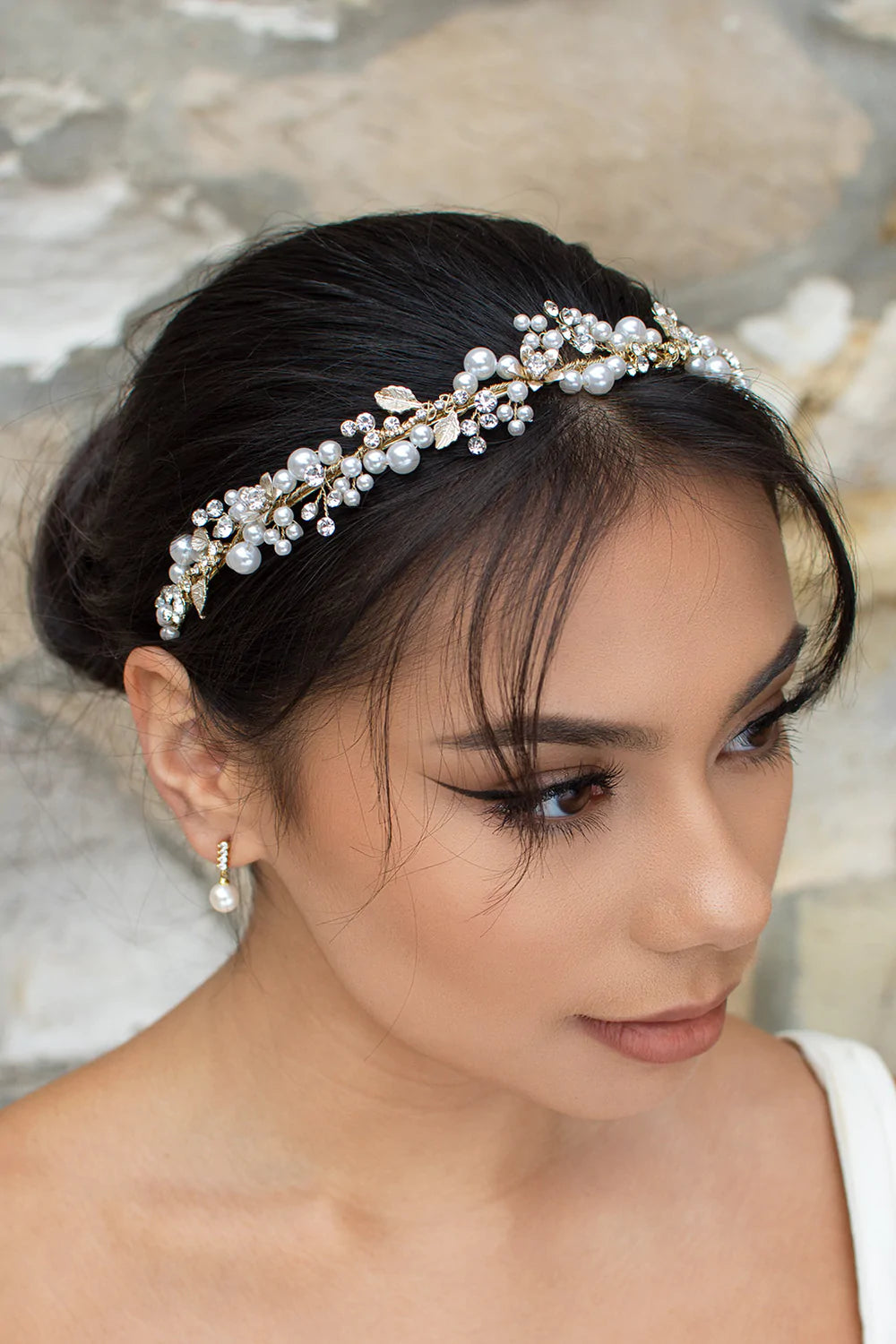 Buy Amelia - Pearl Crystal Delicate Floral Bridal Headband online | The White Collection Australia