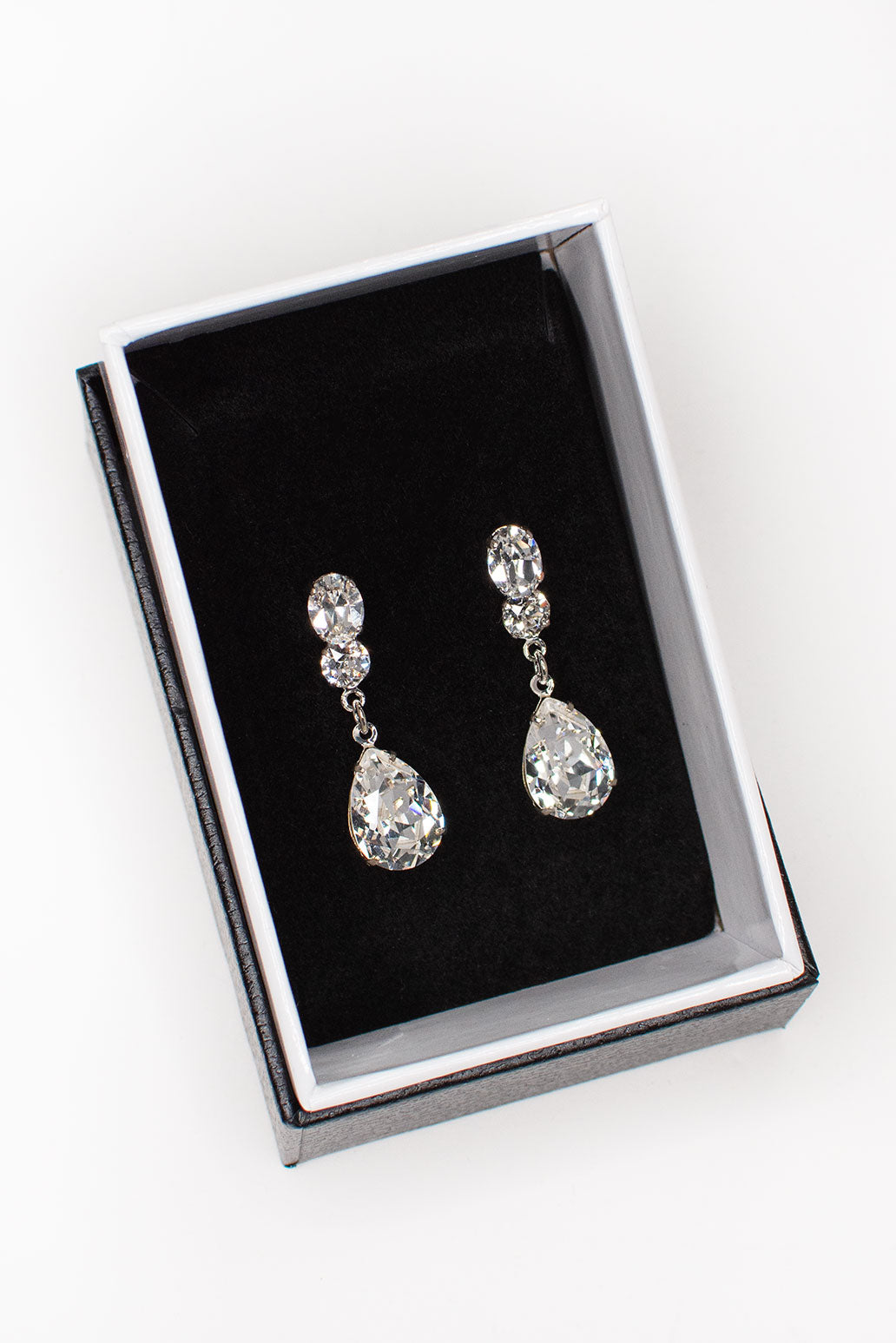 Buy Bianca - Swarovski Crystal Pear Drop Bridal Earrings online | The White Collection Australia