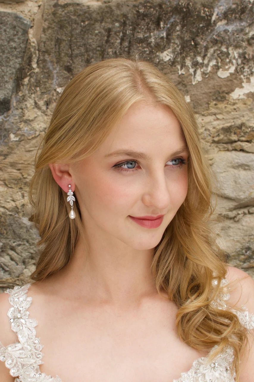 Buy Holly - Stunning Pearl Drop Bridal Earrings online | The White Collection Australia