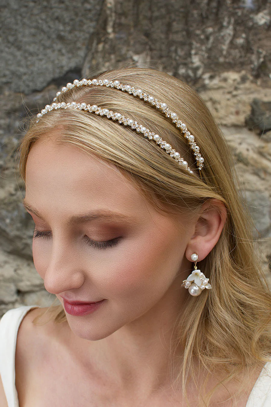 Buy Lauren - Crystal & Pearl Bridal Double Headband online | The White Collection Australia