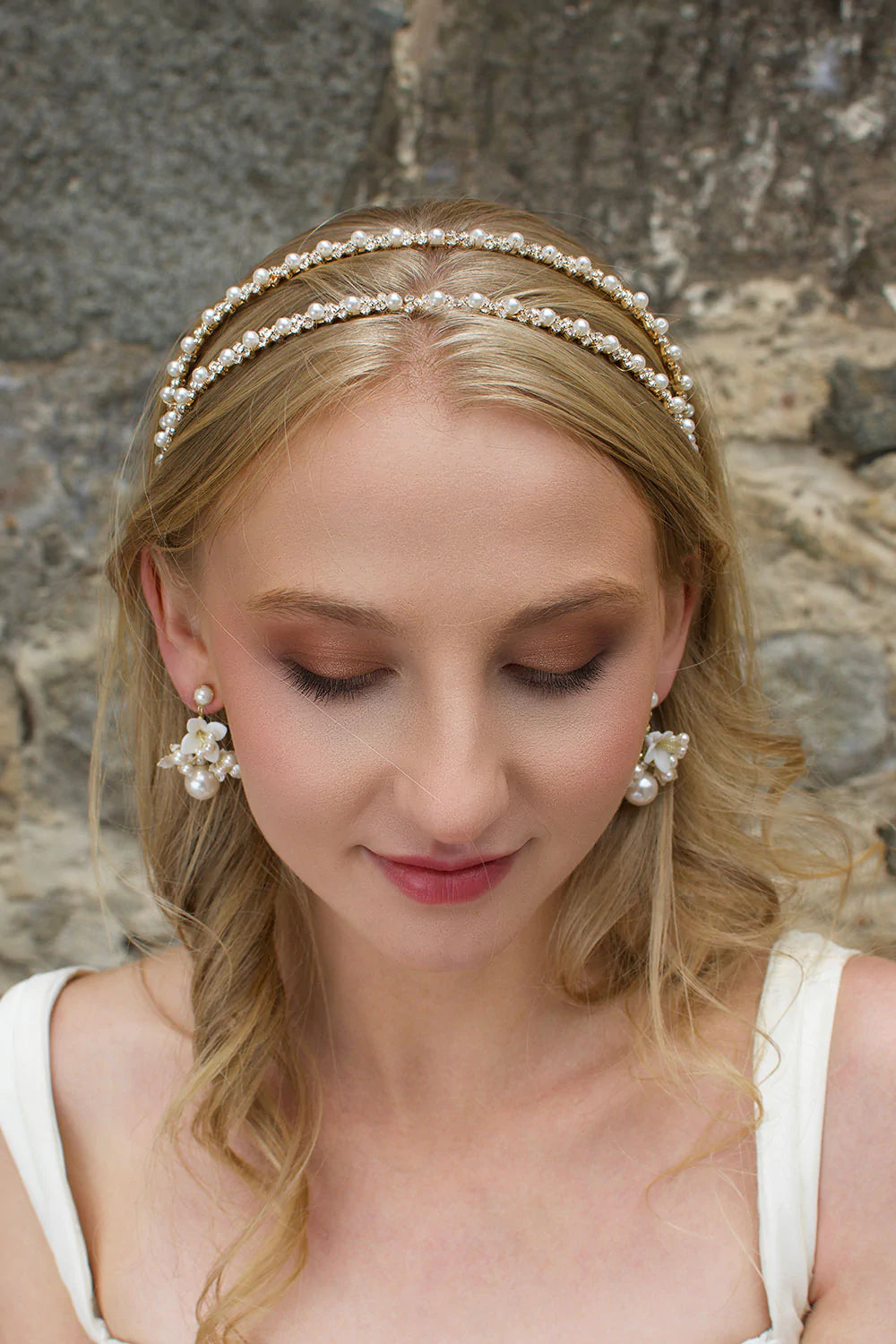 Buy Lauren - Crystal & Pearl Bridal Double Headband online | The White Collection Australia