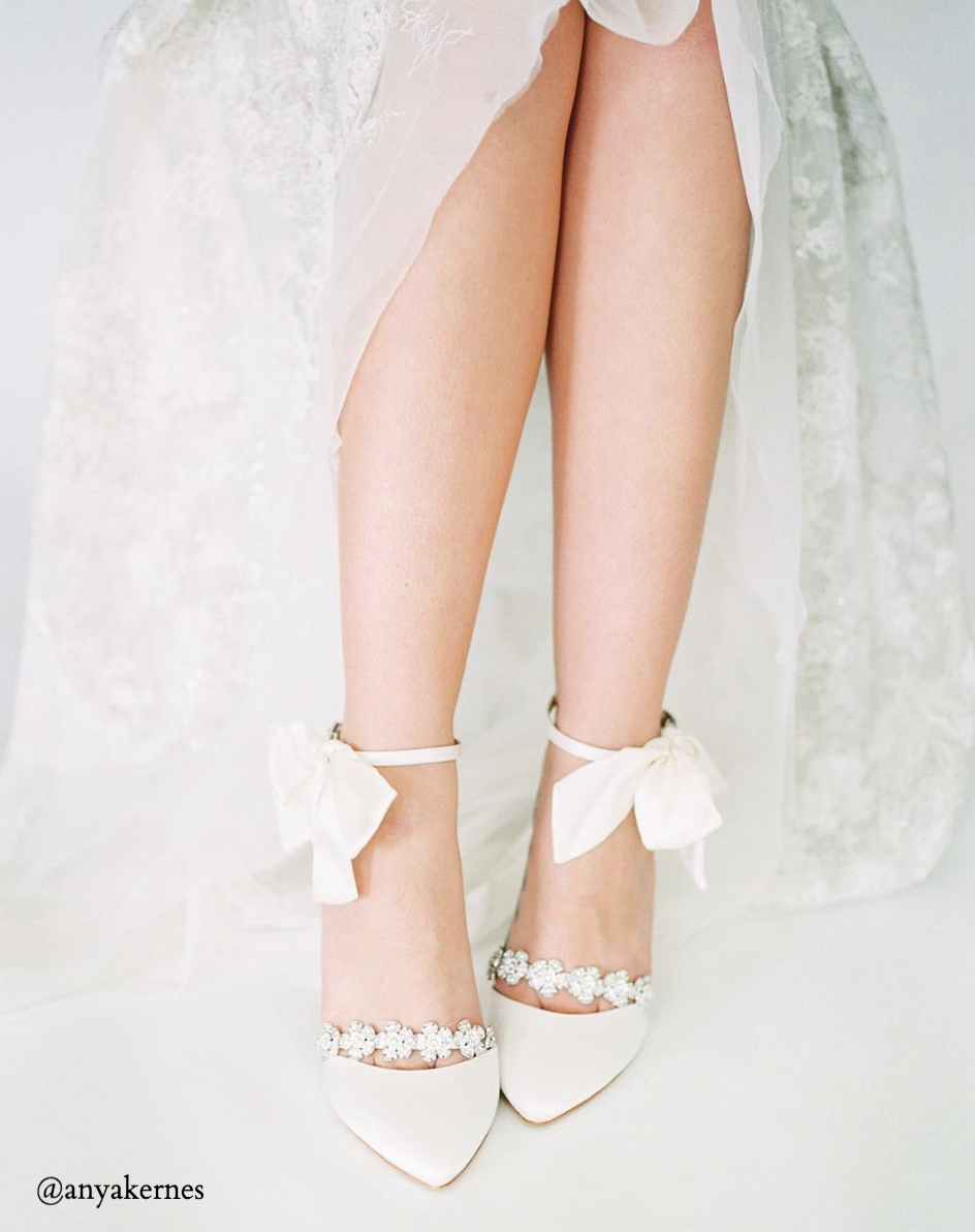 Olivia Heel - Ivory - Floral Crystal