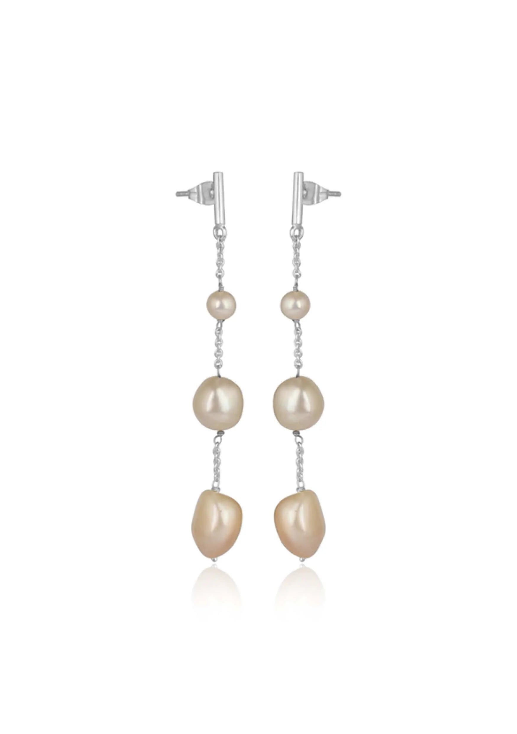 Buy Lola Knight - Alora - Minimal Bridal Pearl Earrings - Silver online | The White Collection Australia