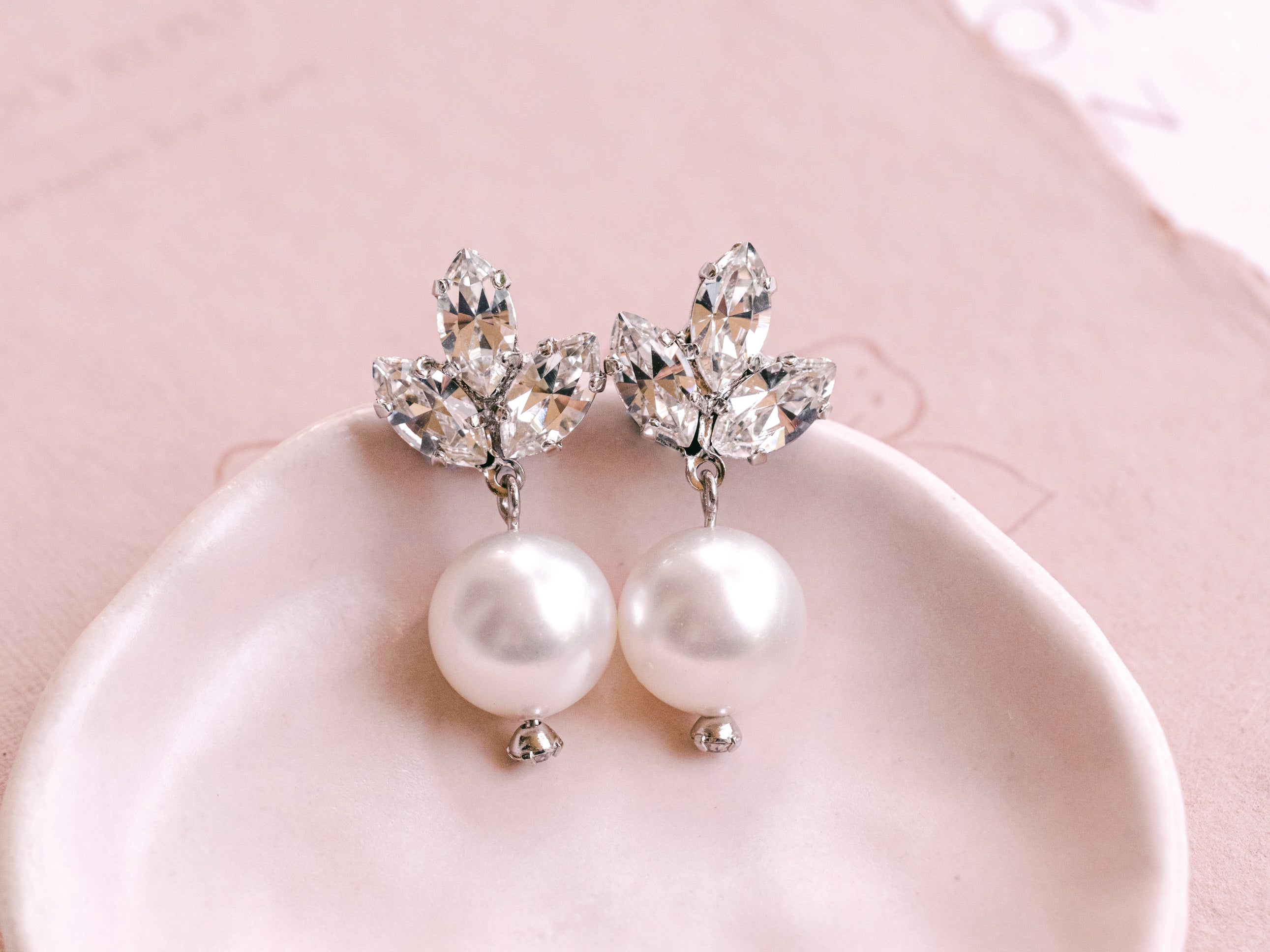 Anastasia Pearl - Crystal Bridal Pearl Drop Earrings
