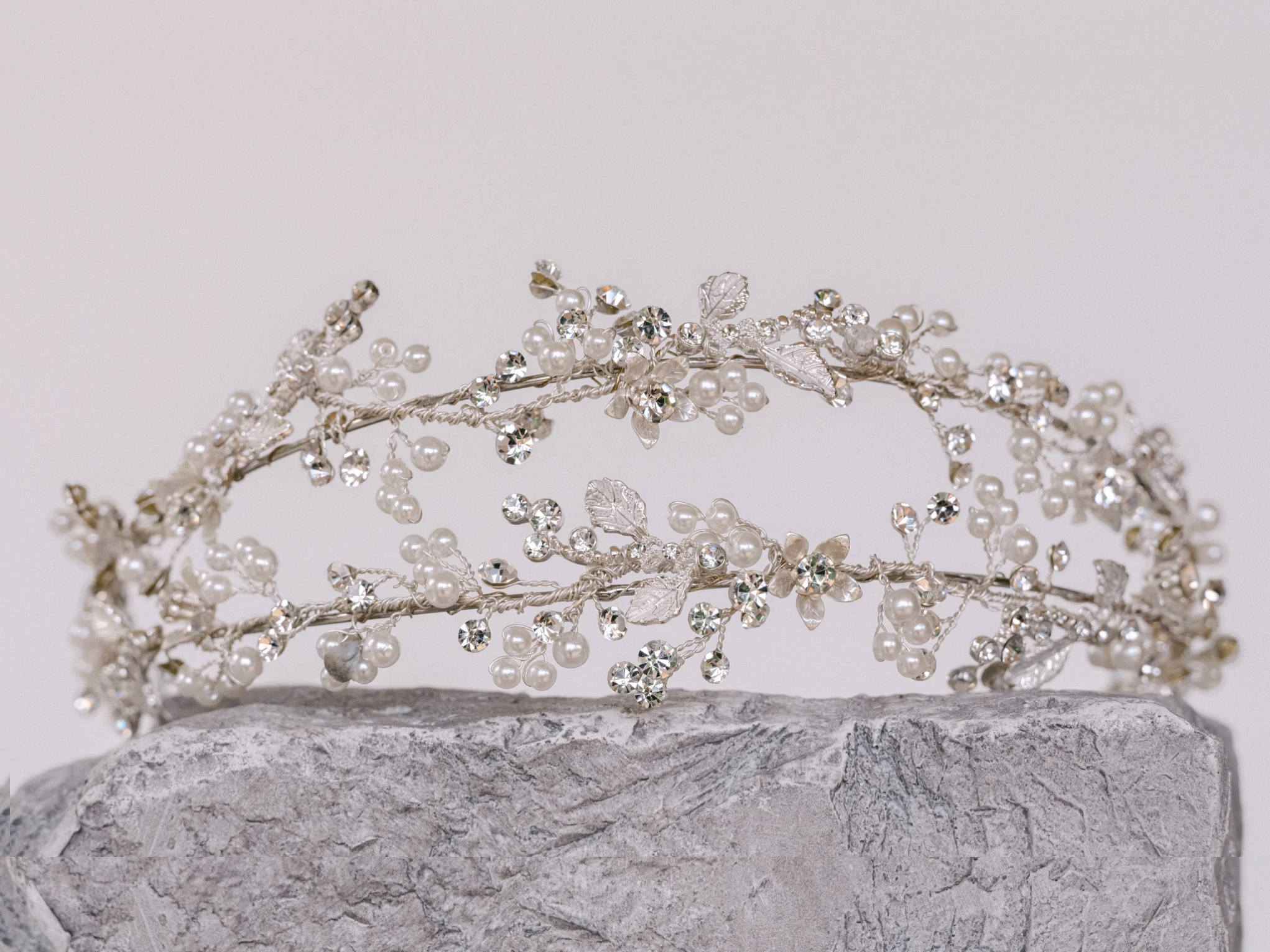 Buy Arlo - Floral Crystal & Pearl Bridal Double Headband online | The White Collection Australia