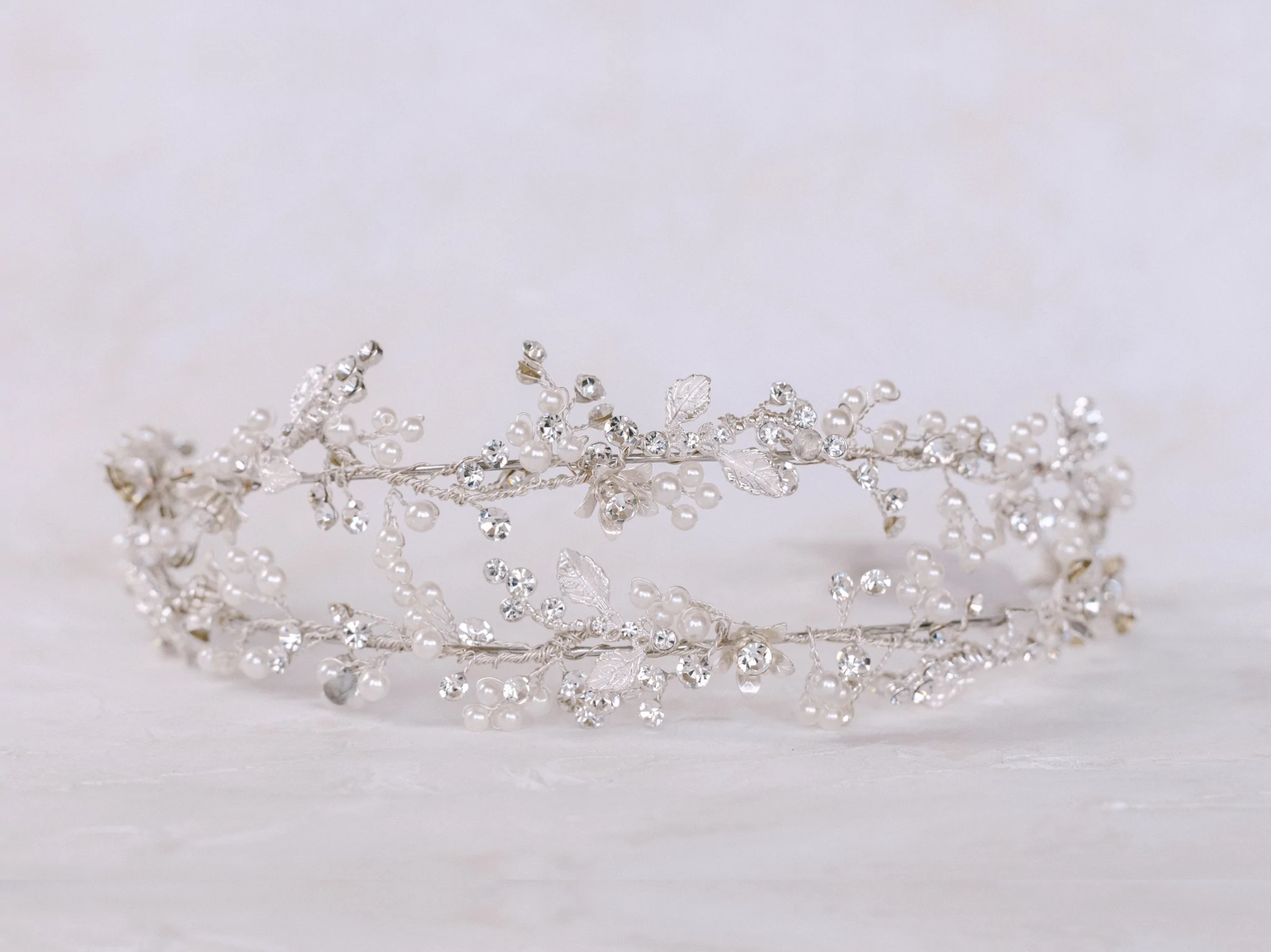 Buy Arlo - Floral Crystal & Pearl Bridal Double Headband online | The White Collection Australia