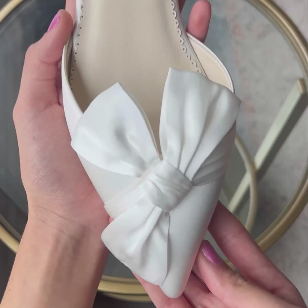 Buy Reilly - Ivory Slingback D'Orsay Bridal Flats with Bow online | The White Collection Australia