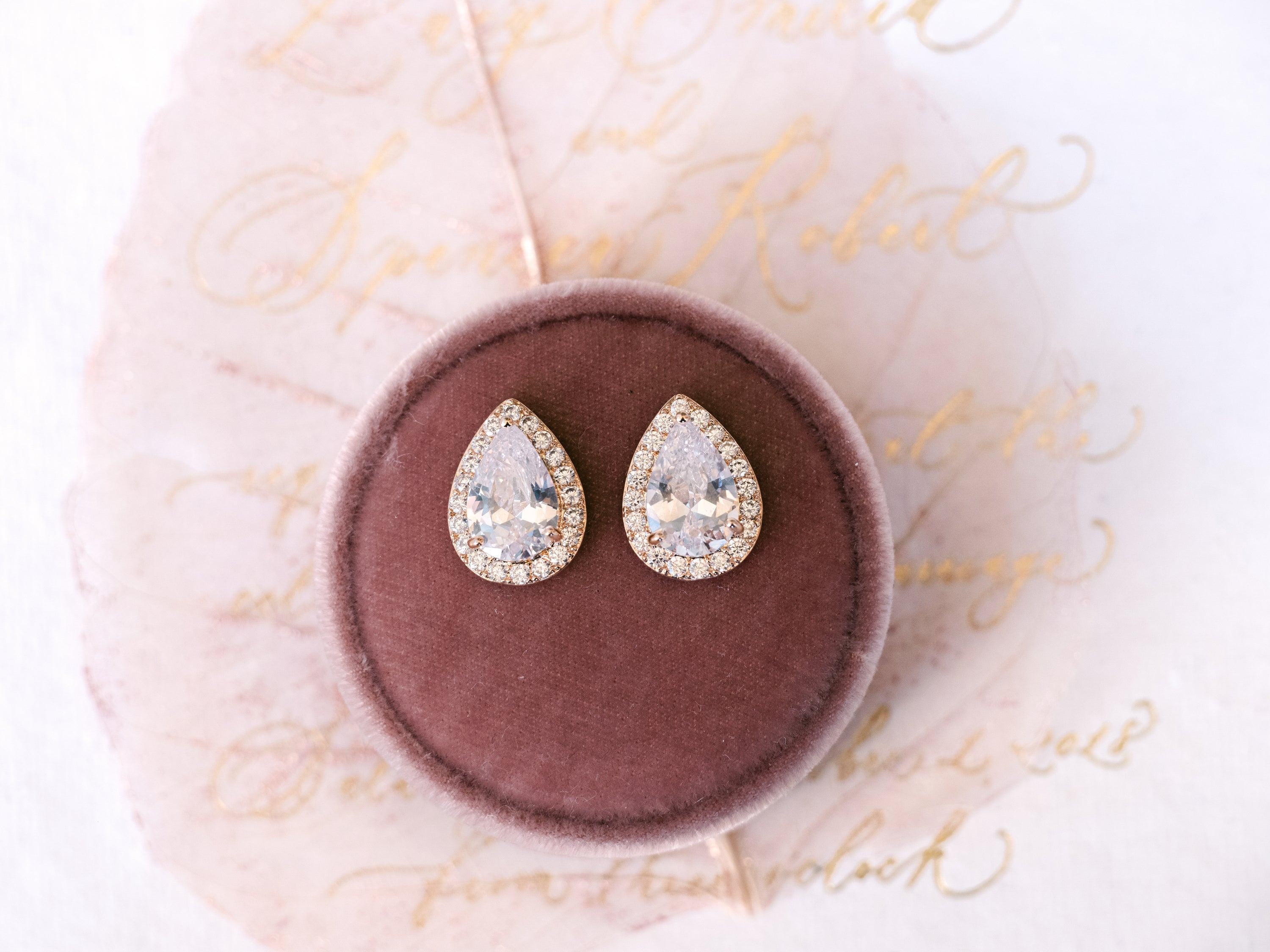 Celestine classic crystal teardrop bridal stud earrings, The White Collection Australia