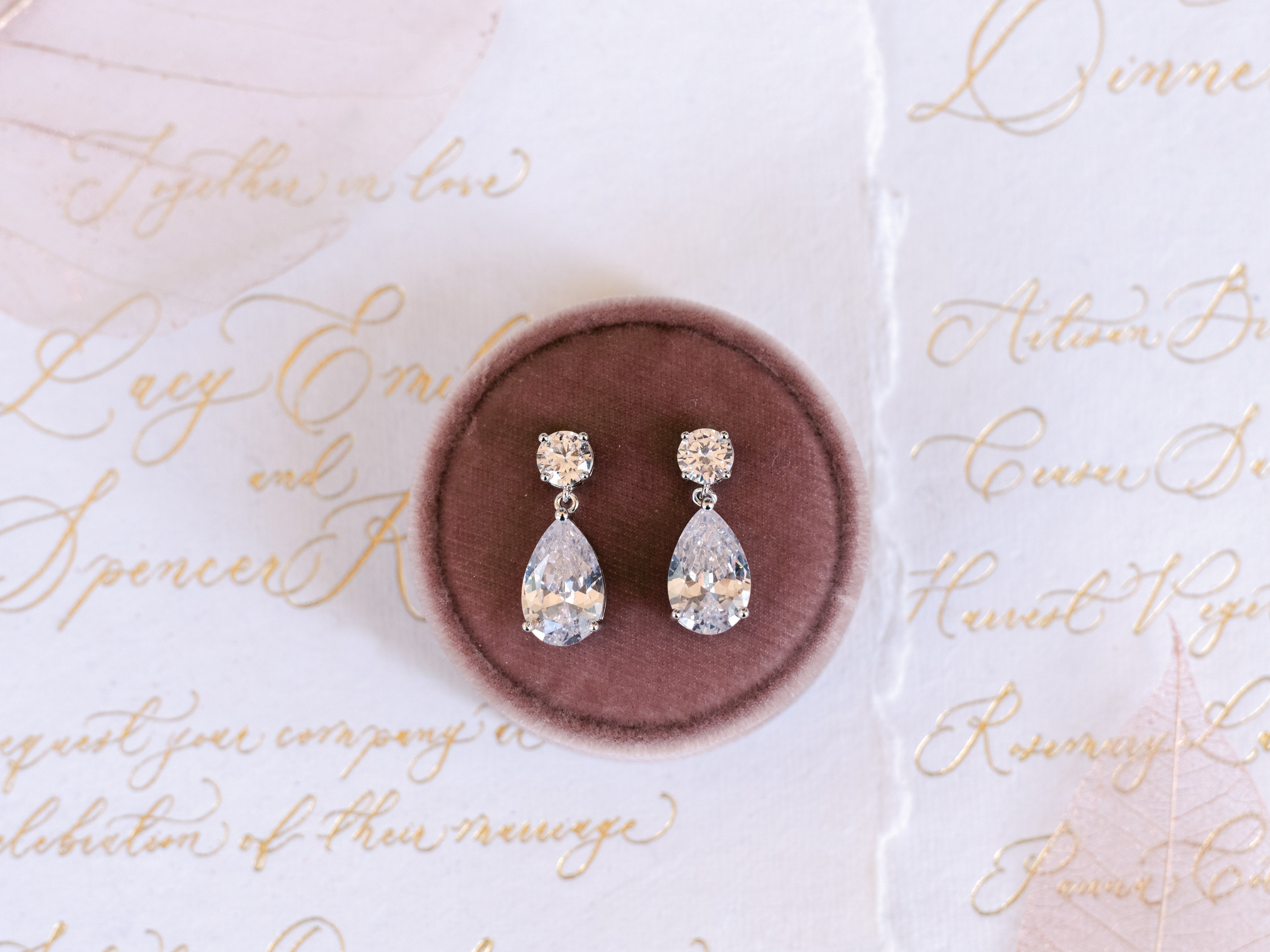 Buy Claire - Classic Pear Crystal Bridal Drop Earrings online | The White Collection Australia