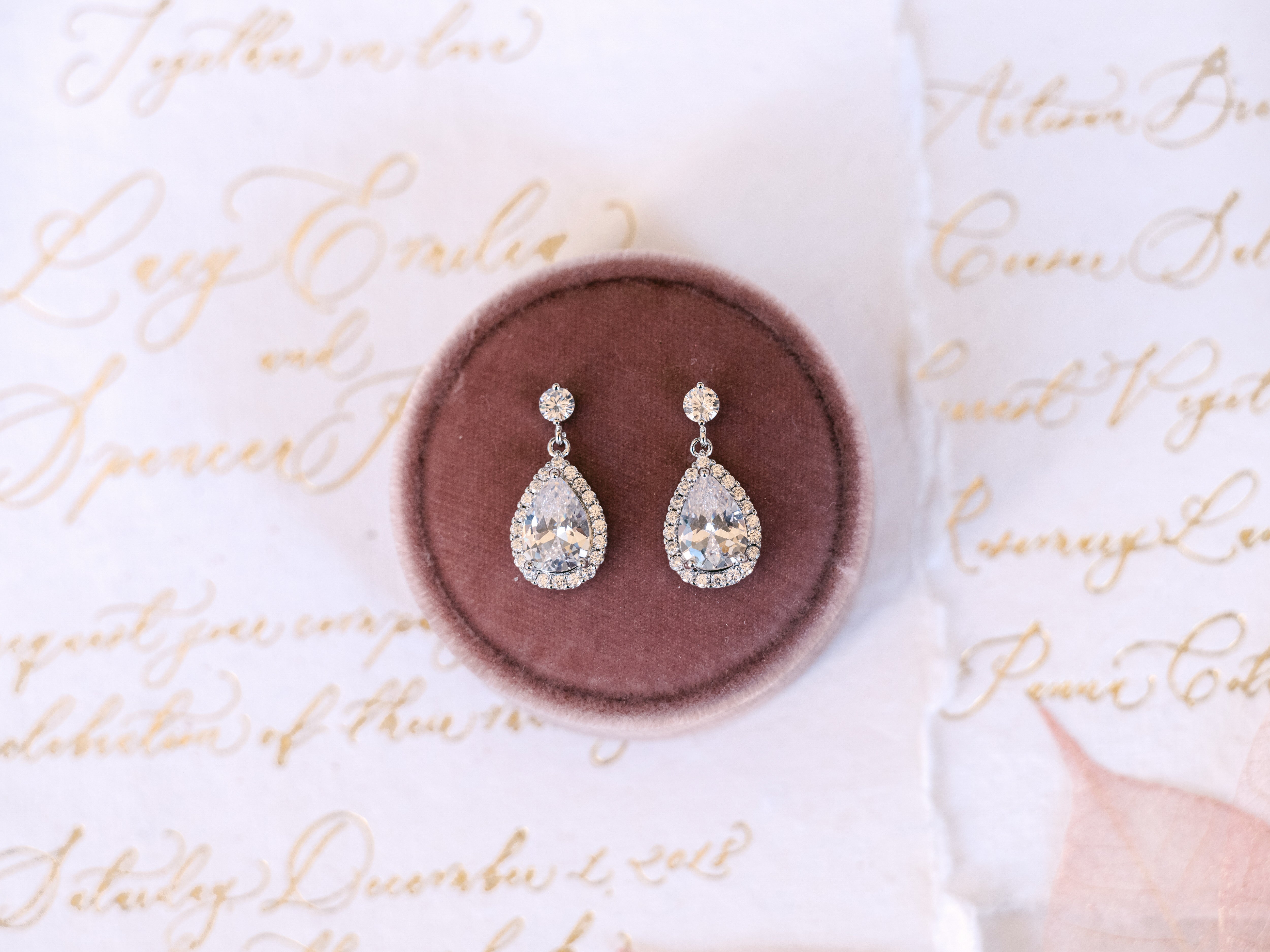 Buy Estelle - Dainty Crystal Bridal Drop Earrings online | The White Collection Australia