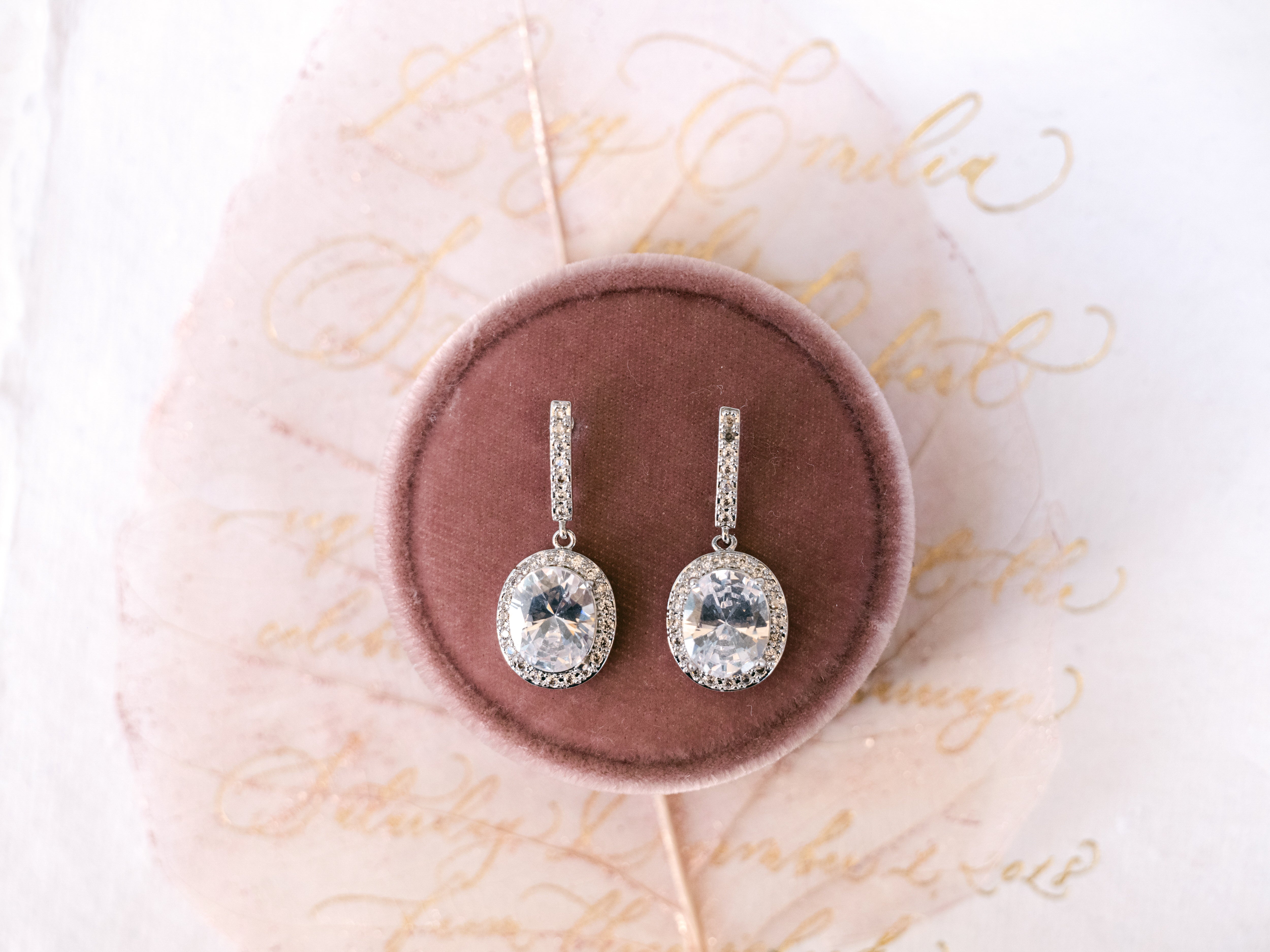 Buy Genevieve - Crystal Oval Bridal Drop Earrings online | The White Collection Australia