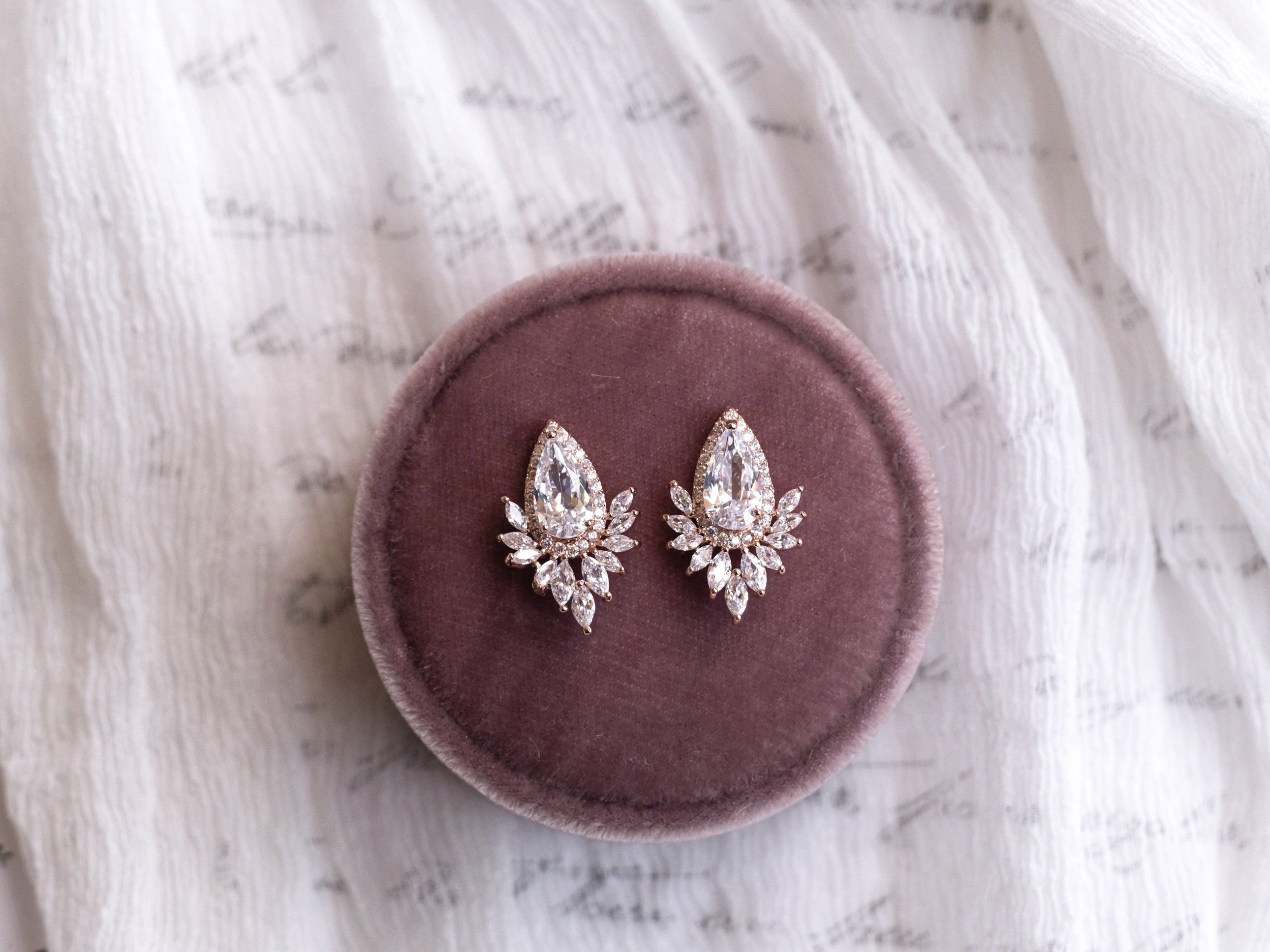 Harlow crystal pear and marquise bridal stud earrings, The White Collection Australia