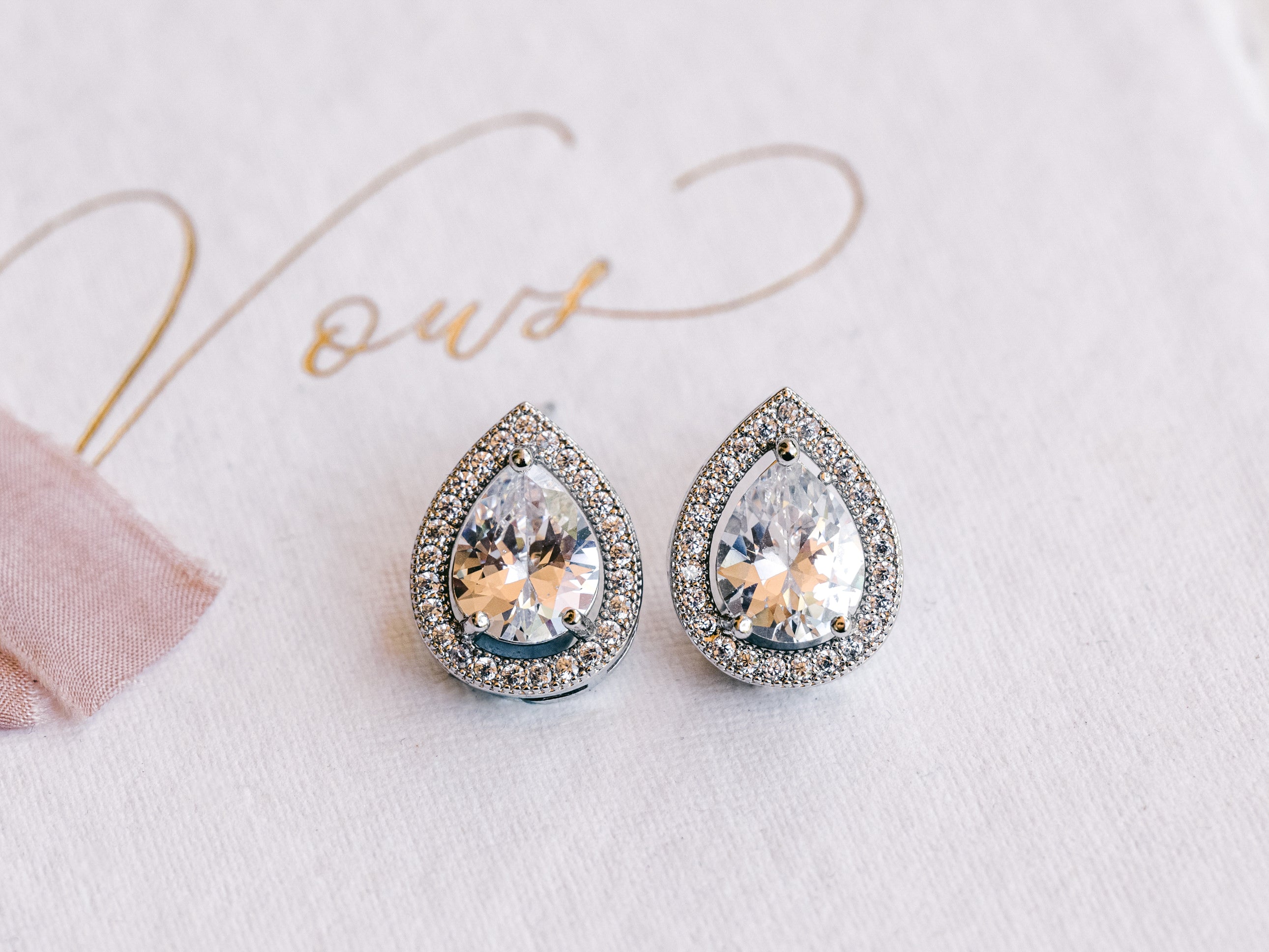 Buy Juliette - Classic Teardrop Crystal Bridal Stud Earrings online | The White Collection Australia